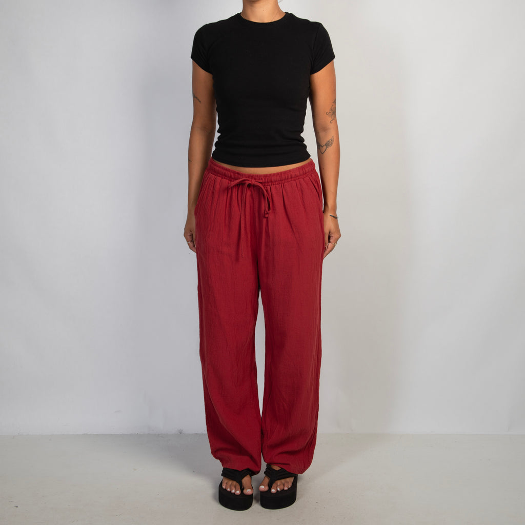 RED DRAWSTRING PANTS