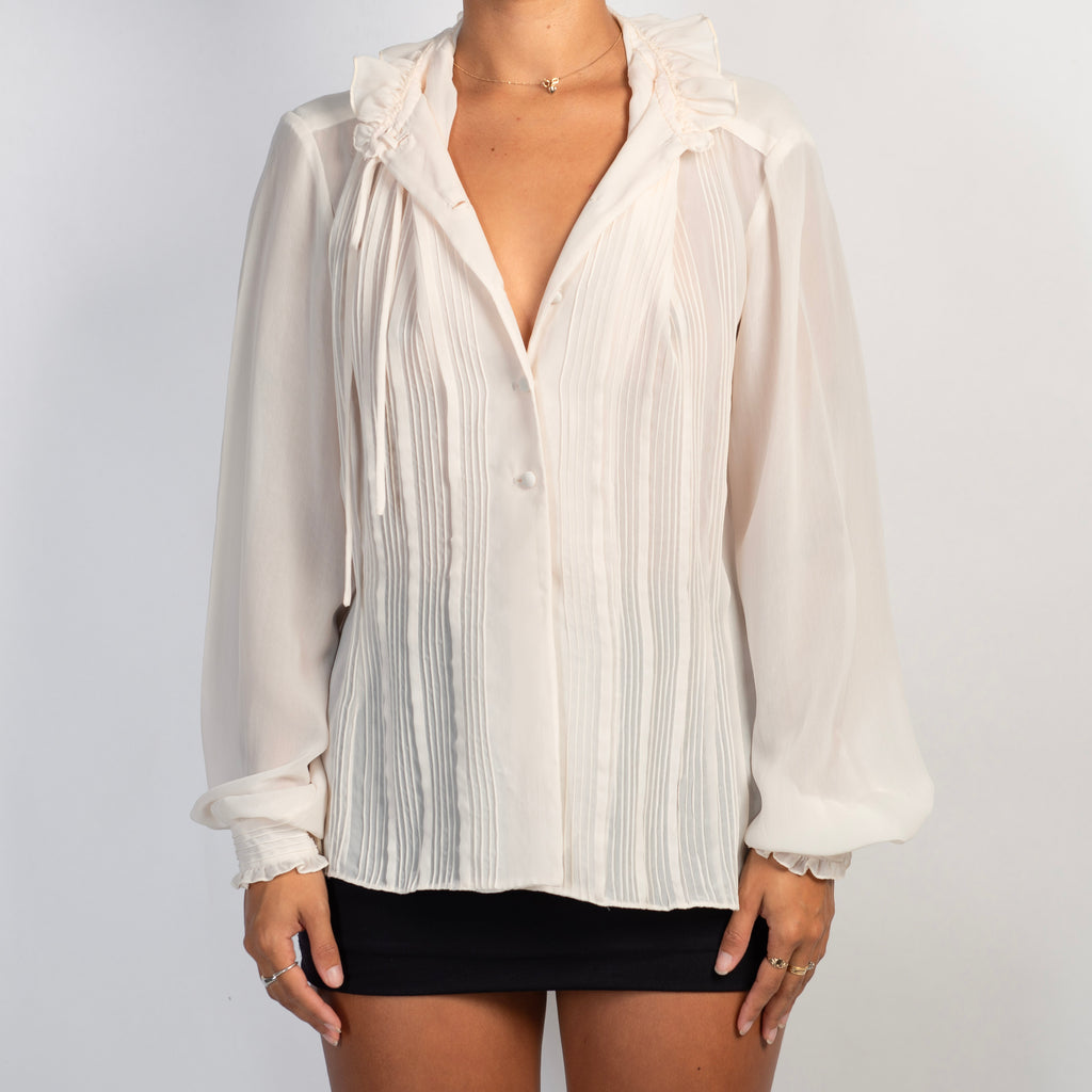 CREAM PINTUCK BLOUSE