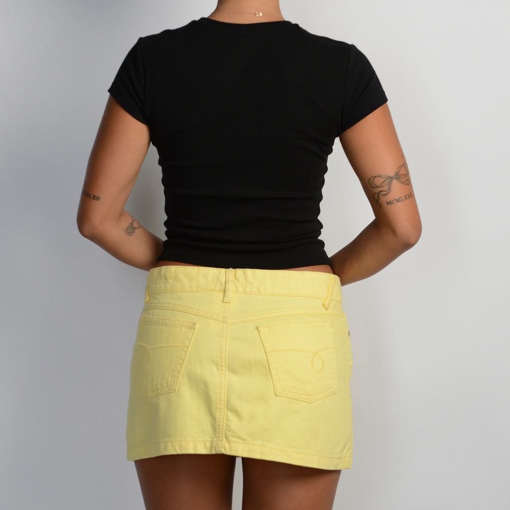 YELLOW DENIM MINI SKIRT