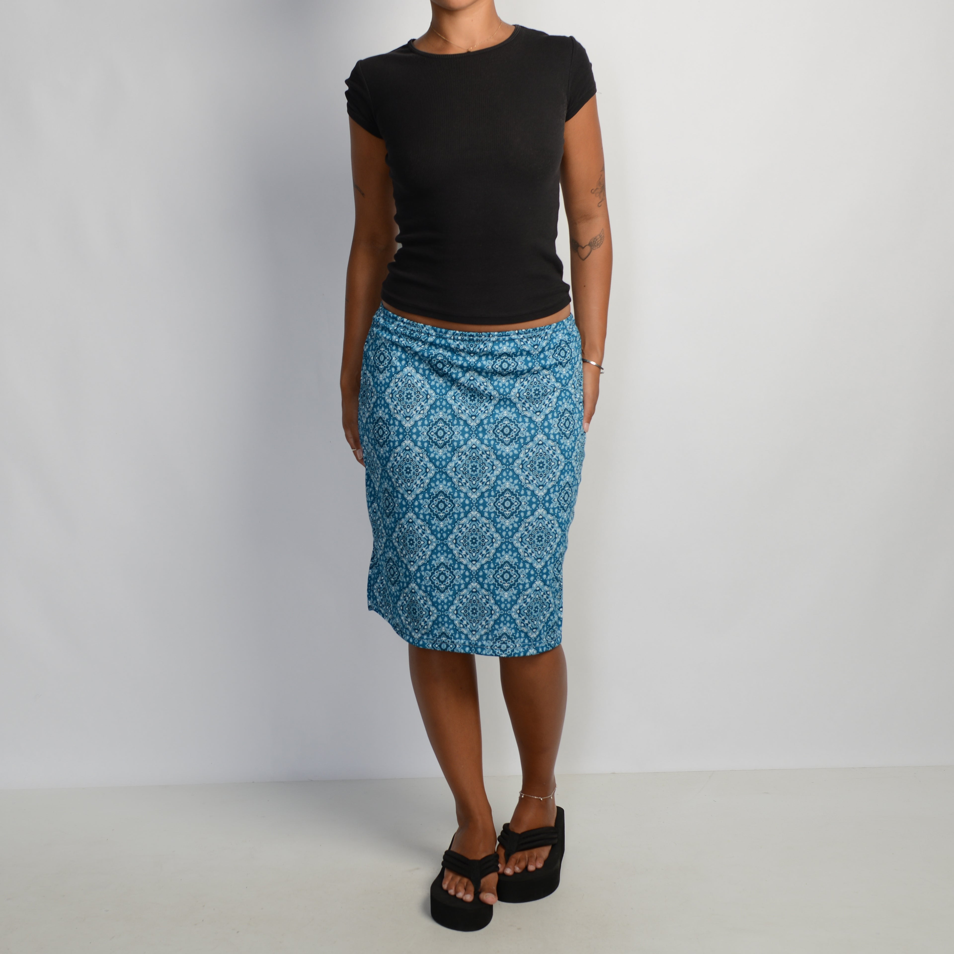 TEAL PAISLEY MIDI SKIRT