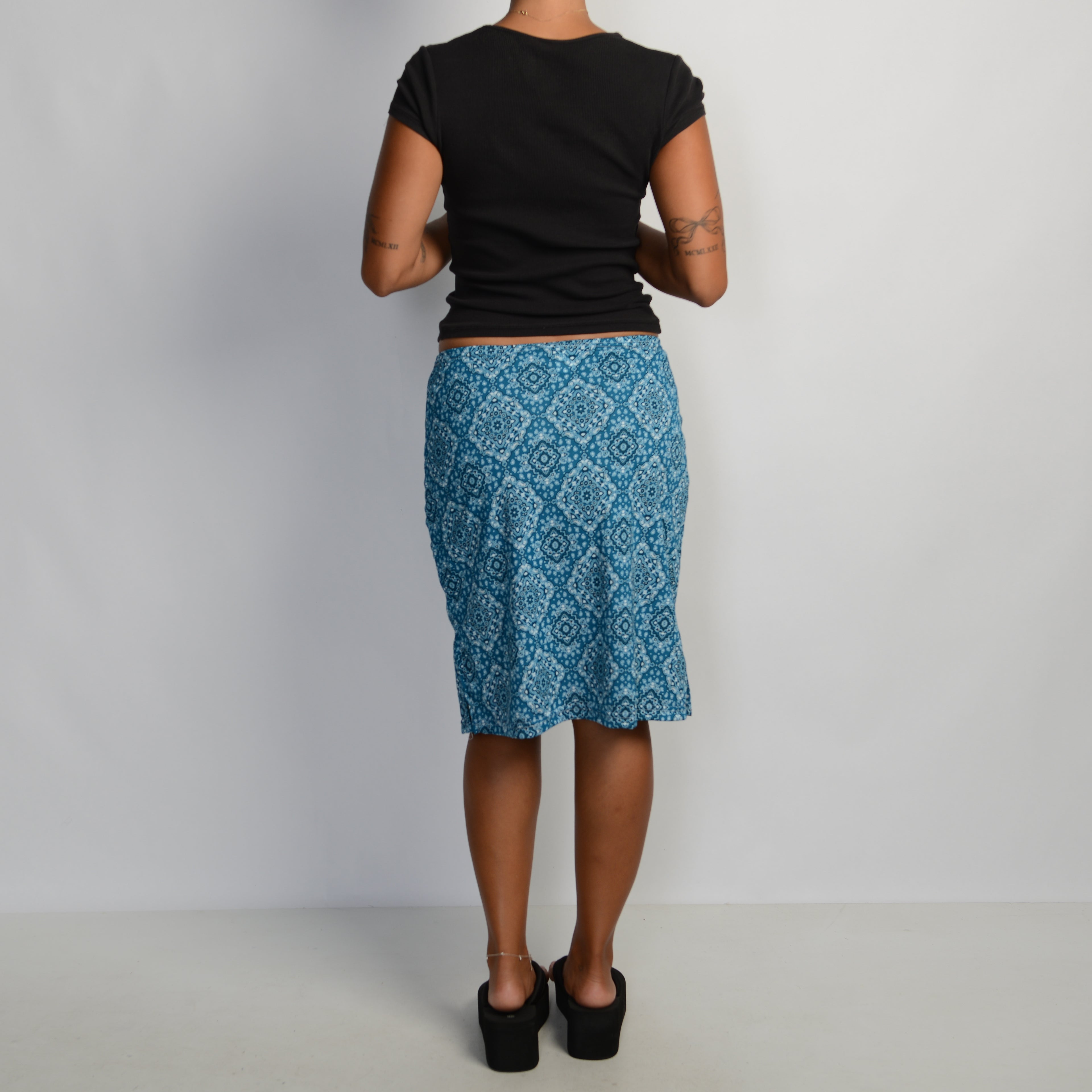 TEAL PAISLEY MIDI SKIRT