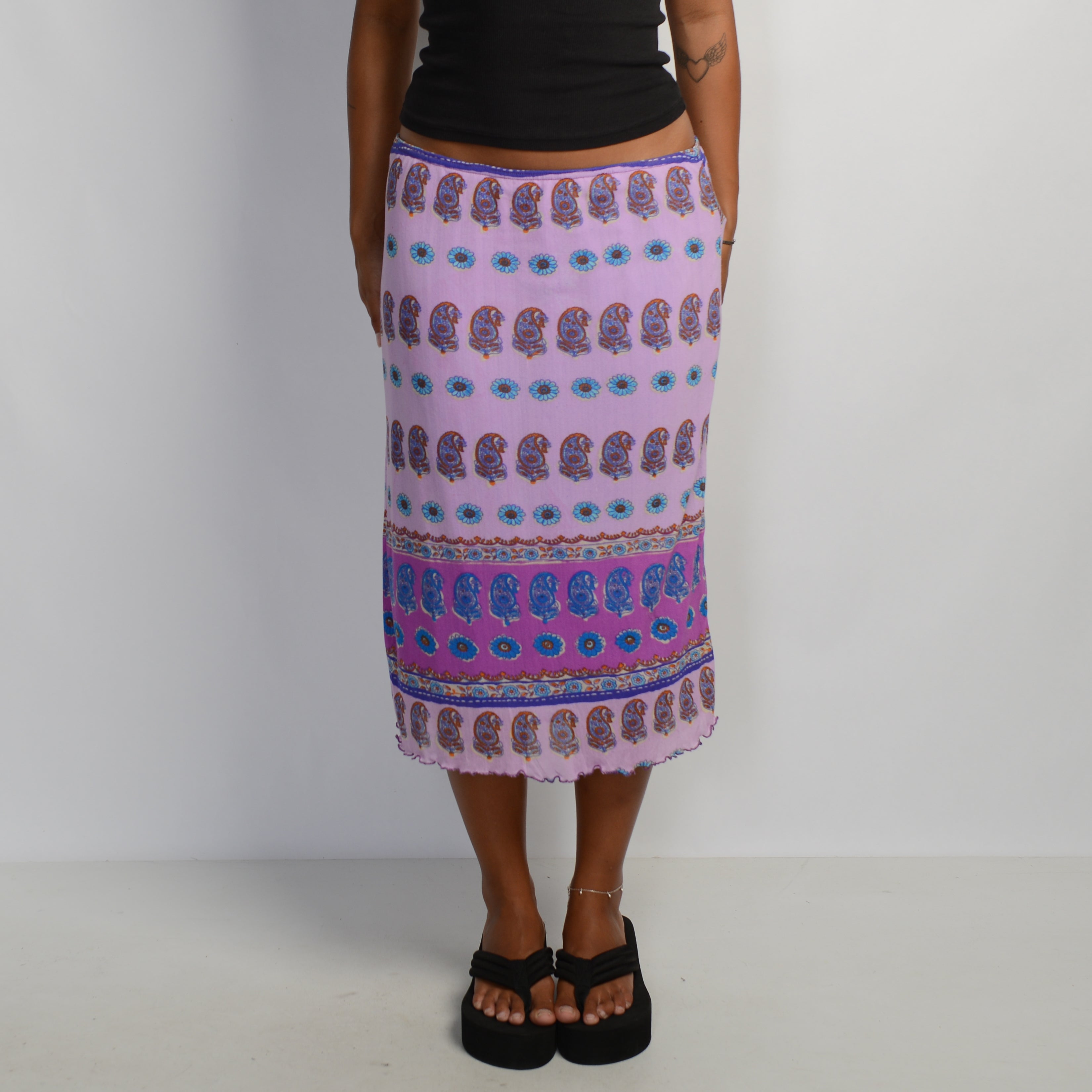 PAISLEY MESH MIDI SKIRT