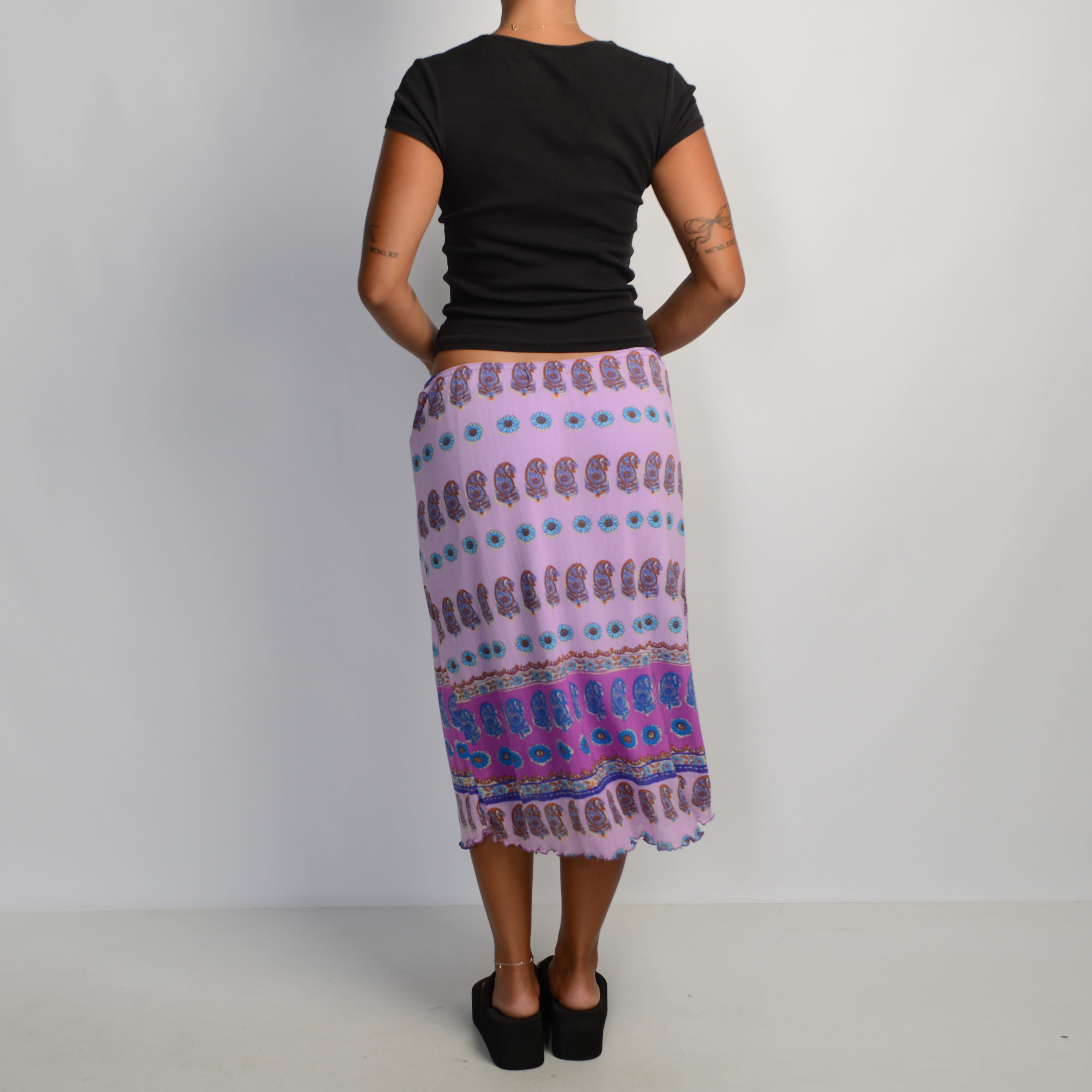 PAISLEY MESH MIDI SKIRT