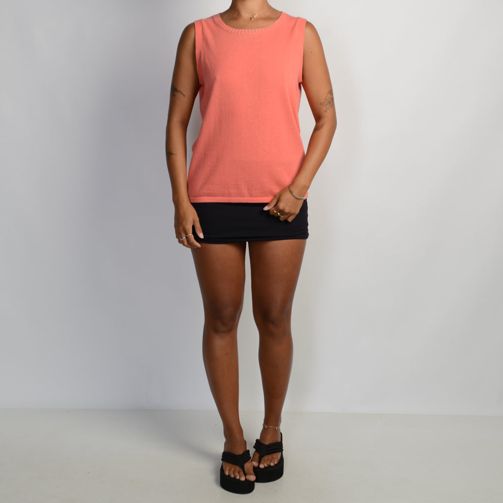 PEACH KNIT SLEEVELESS TOP
