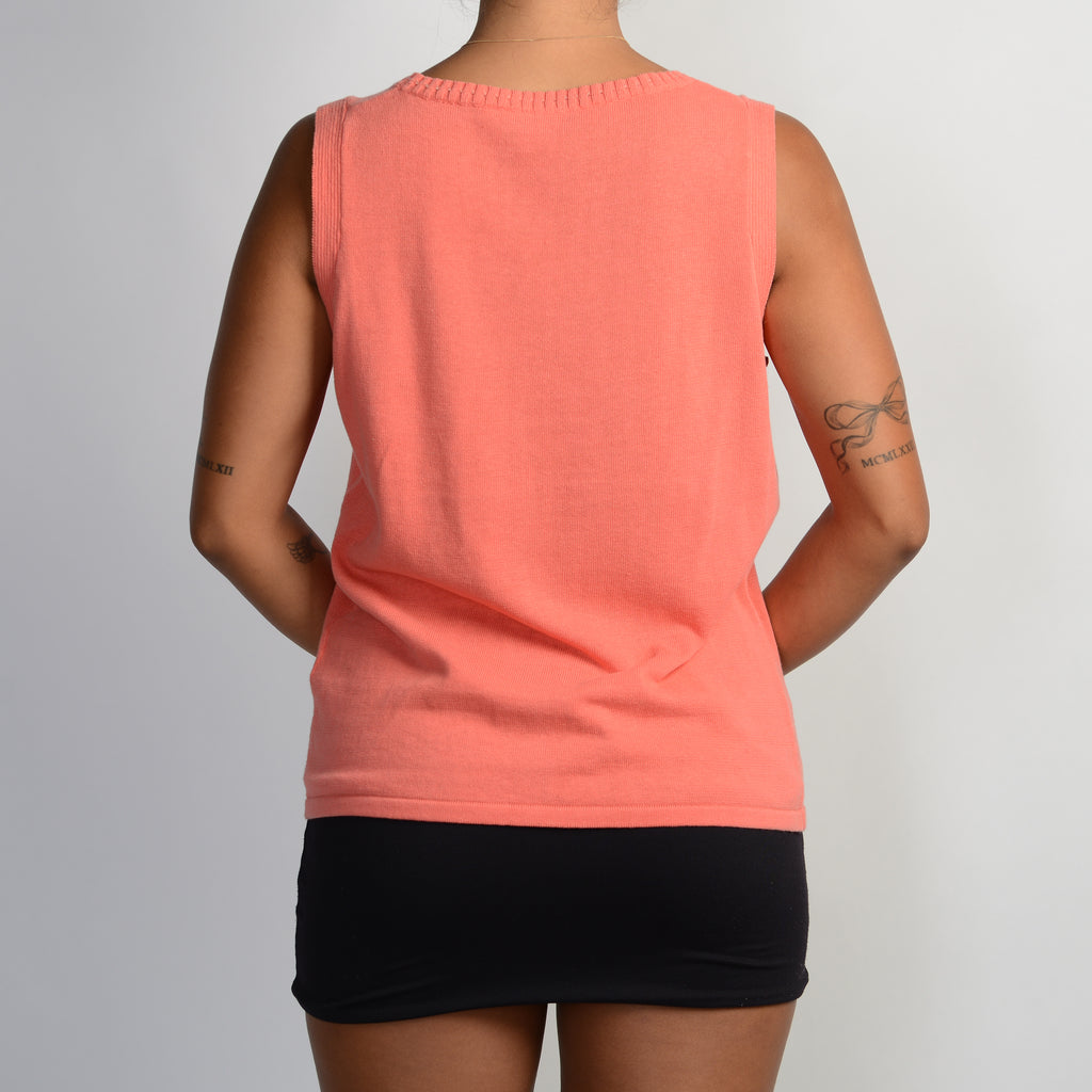 PEACH KNIT SLEEVELESS TOP