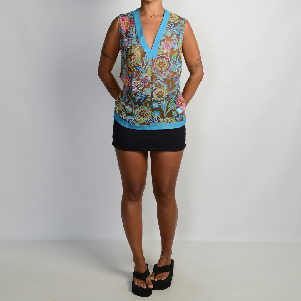 SILK SHEER BEADED TOP