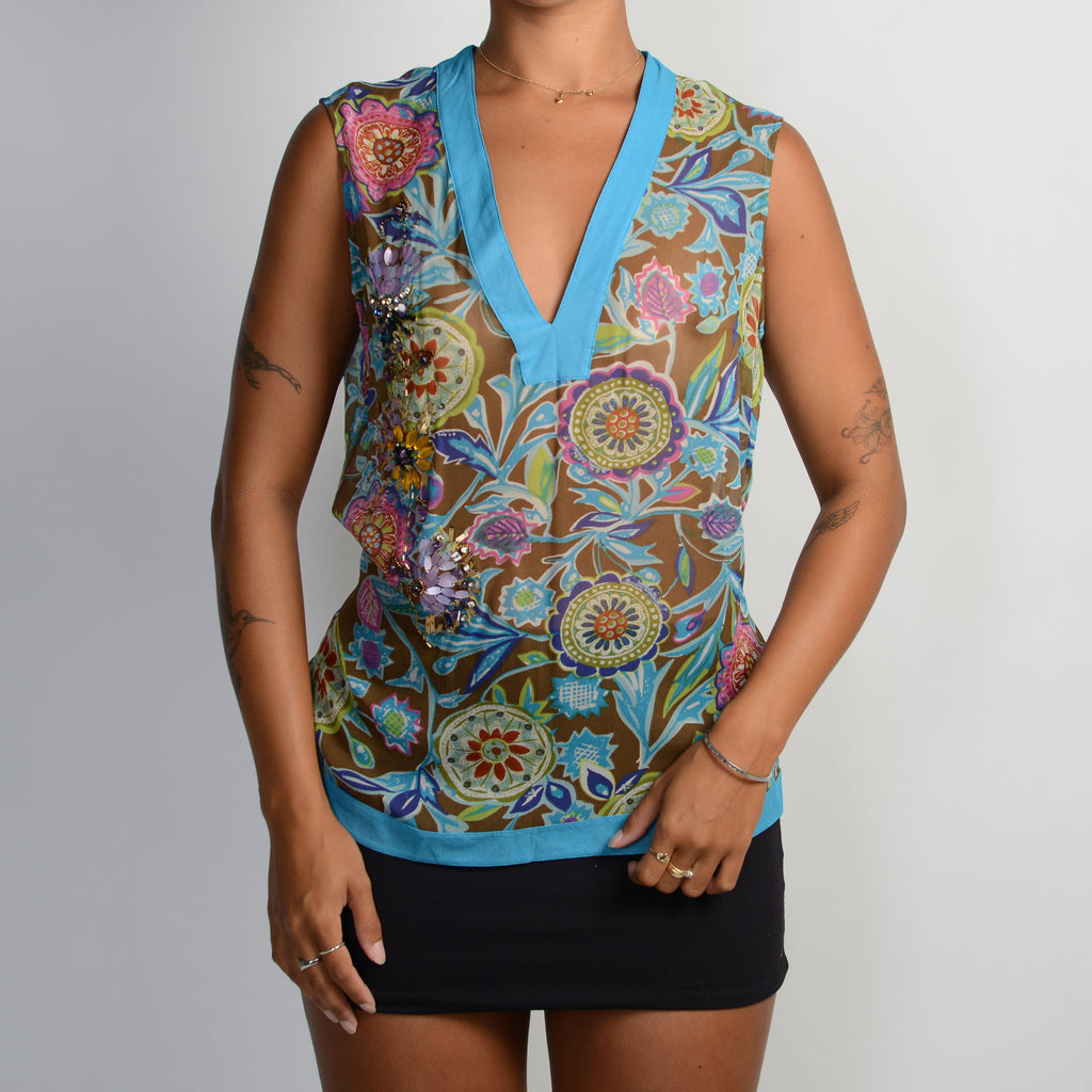 SILK SHEER BEADED TOP