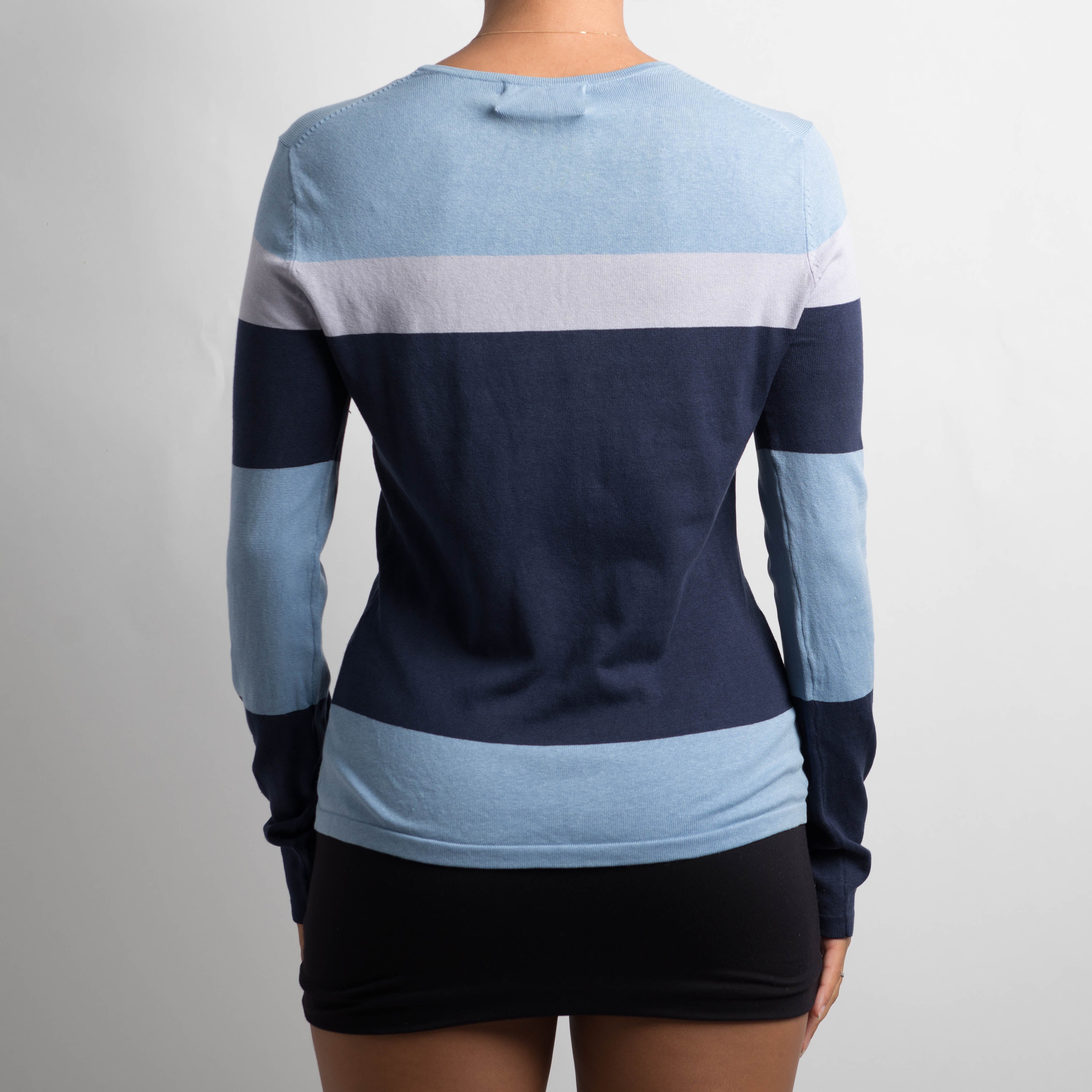 BLUE SILK LONG SLEEVE TOP