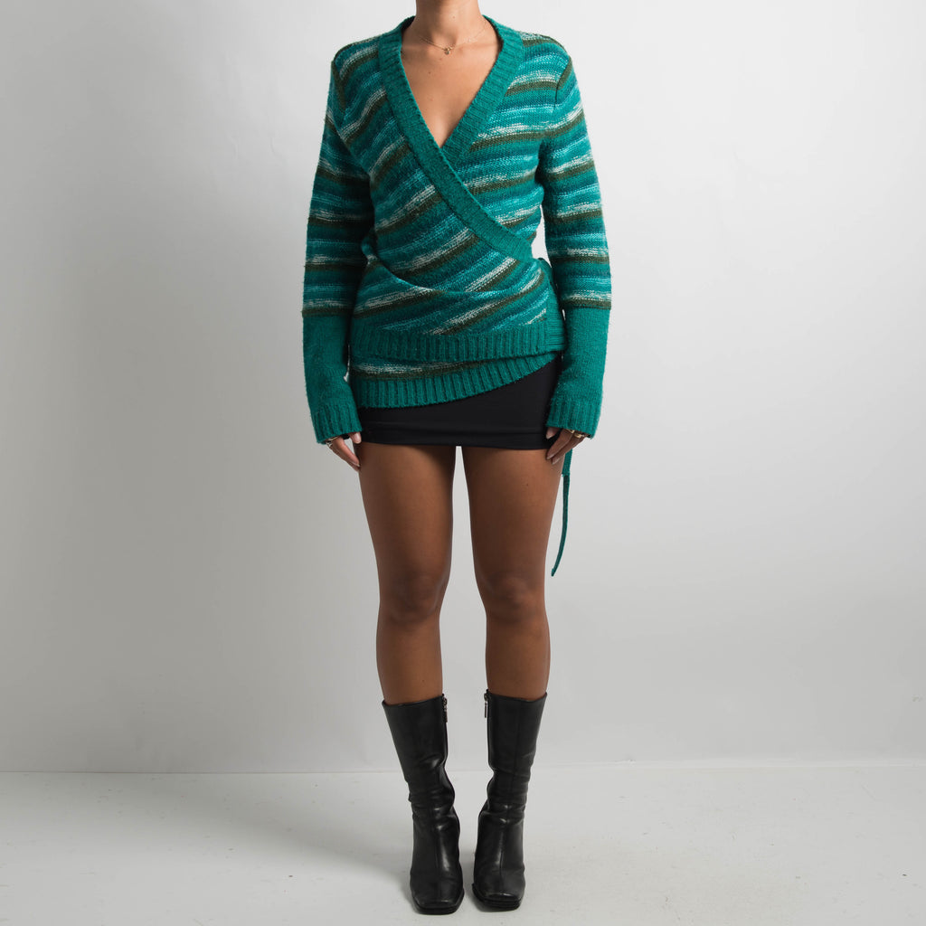 TEAL WOOL WRAP KNIT