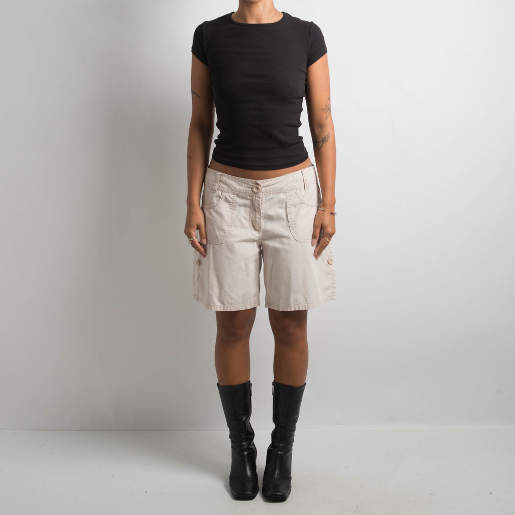 BEIGE LONGLINE SHORTS