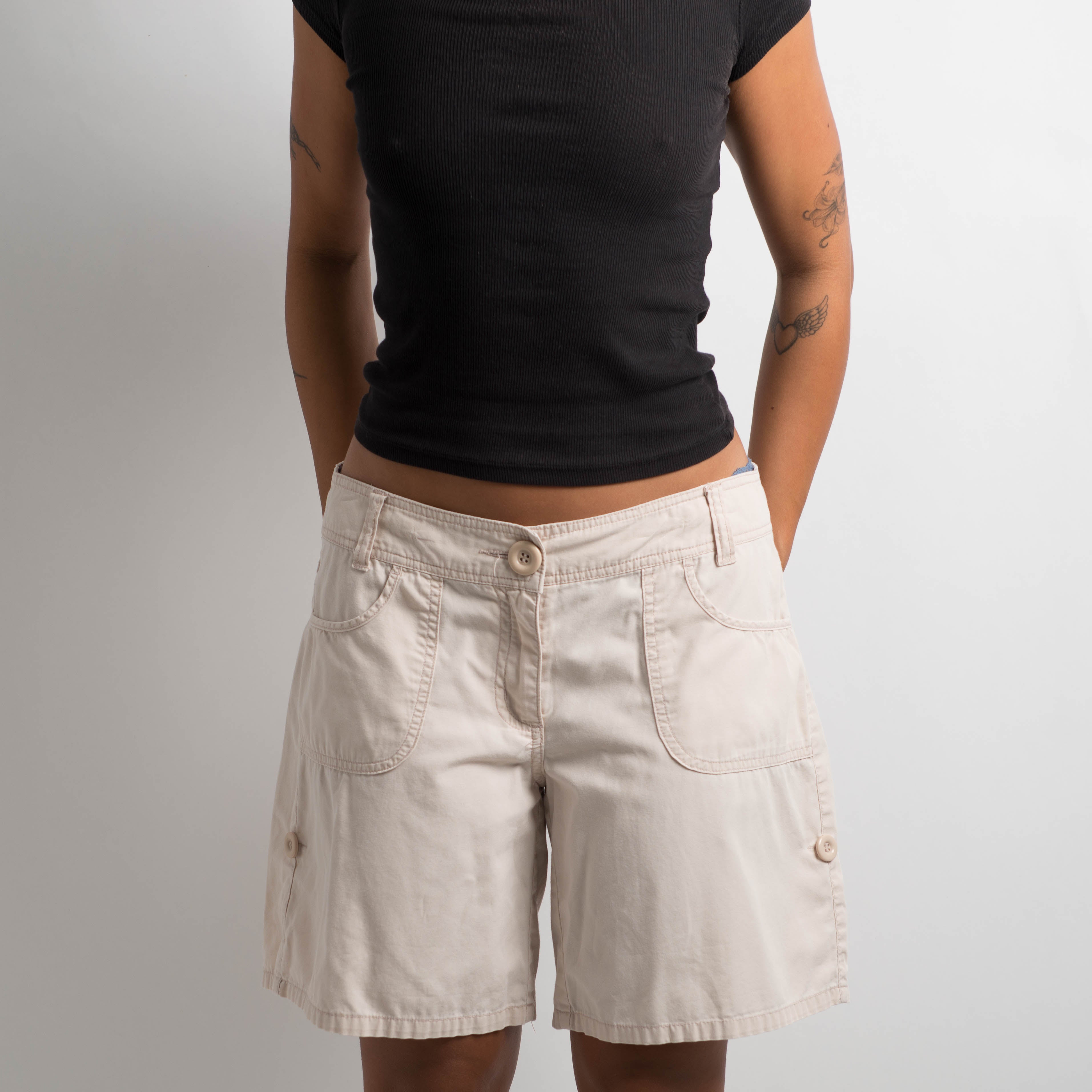 BEIGE LONGLINE SHORTS