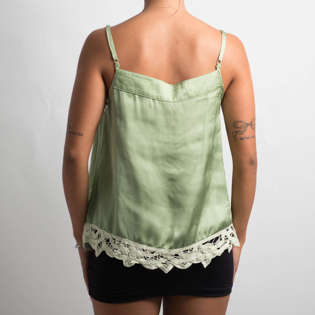 GREEN SATIN CAMISOLE