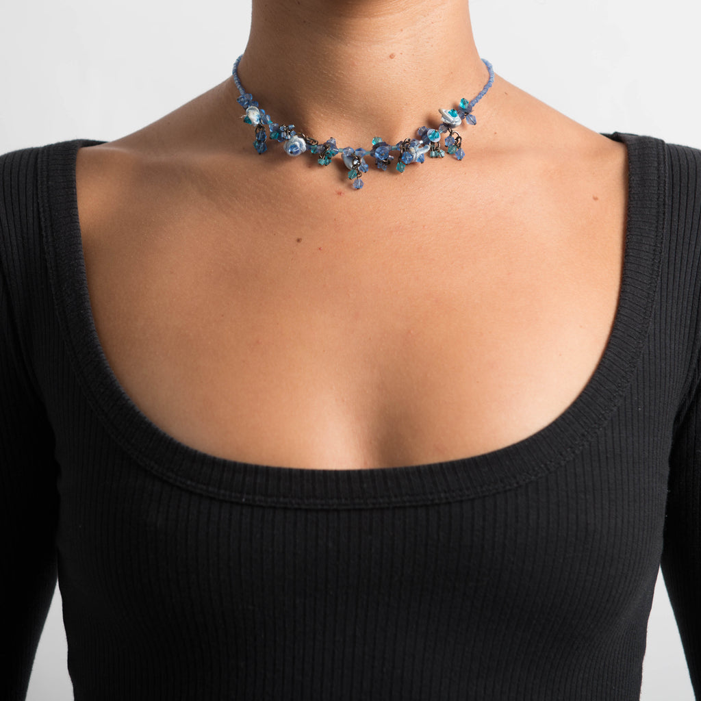 BLUE BEADED NECKLACE