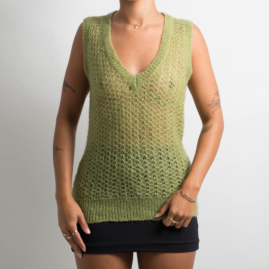 SHEER GREEN KNIT VEST