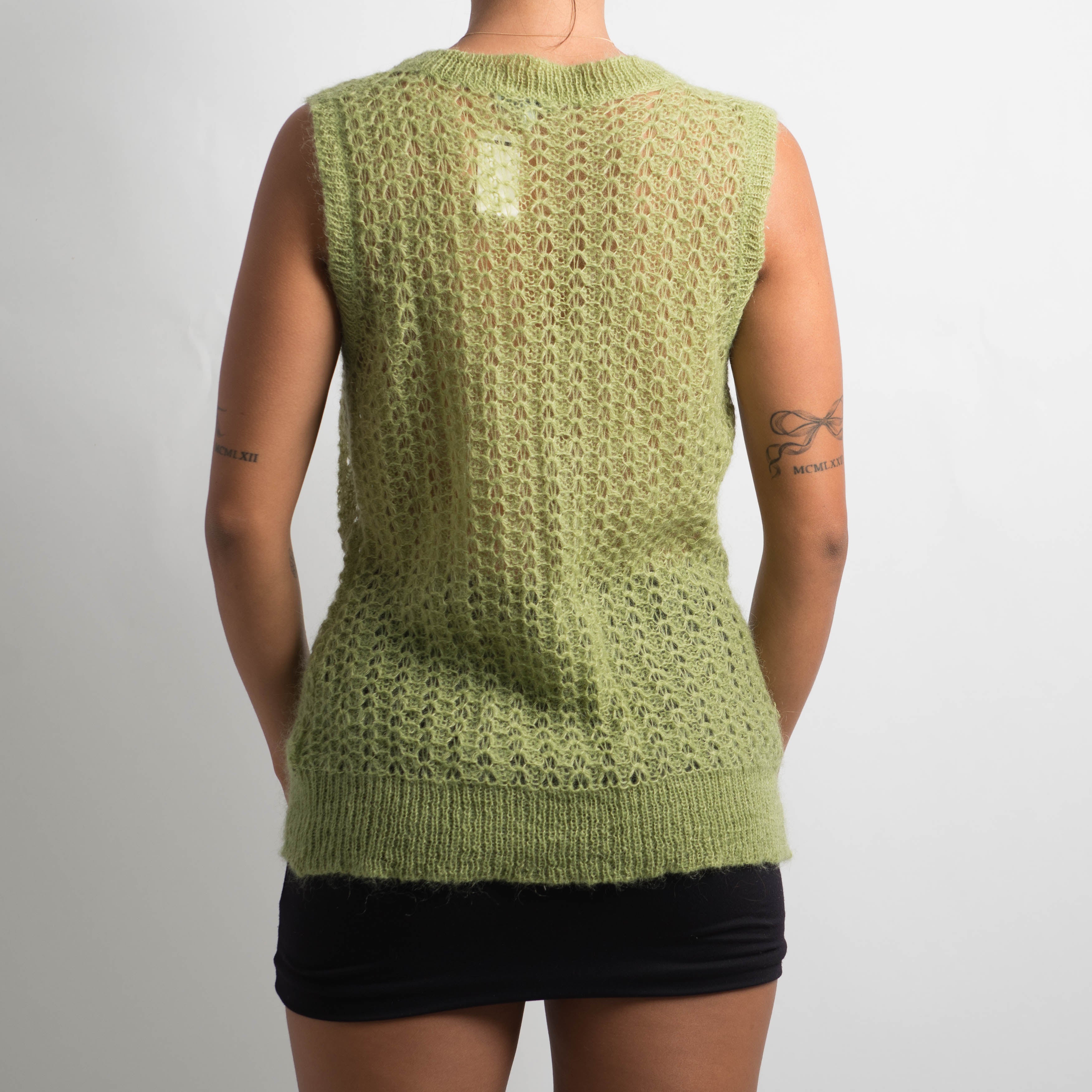 SHEER GREEN KNIT VEST