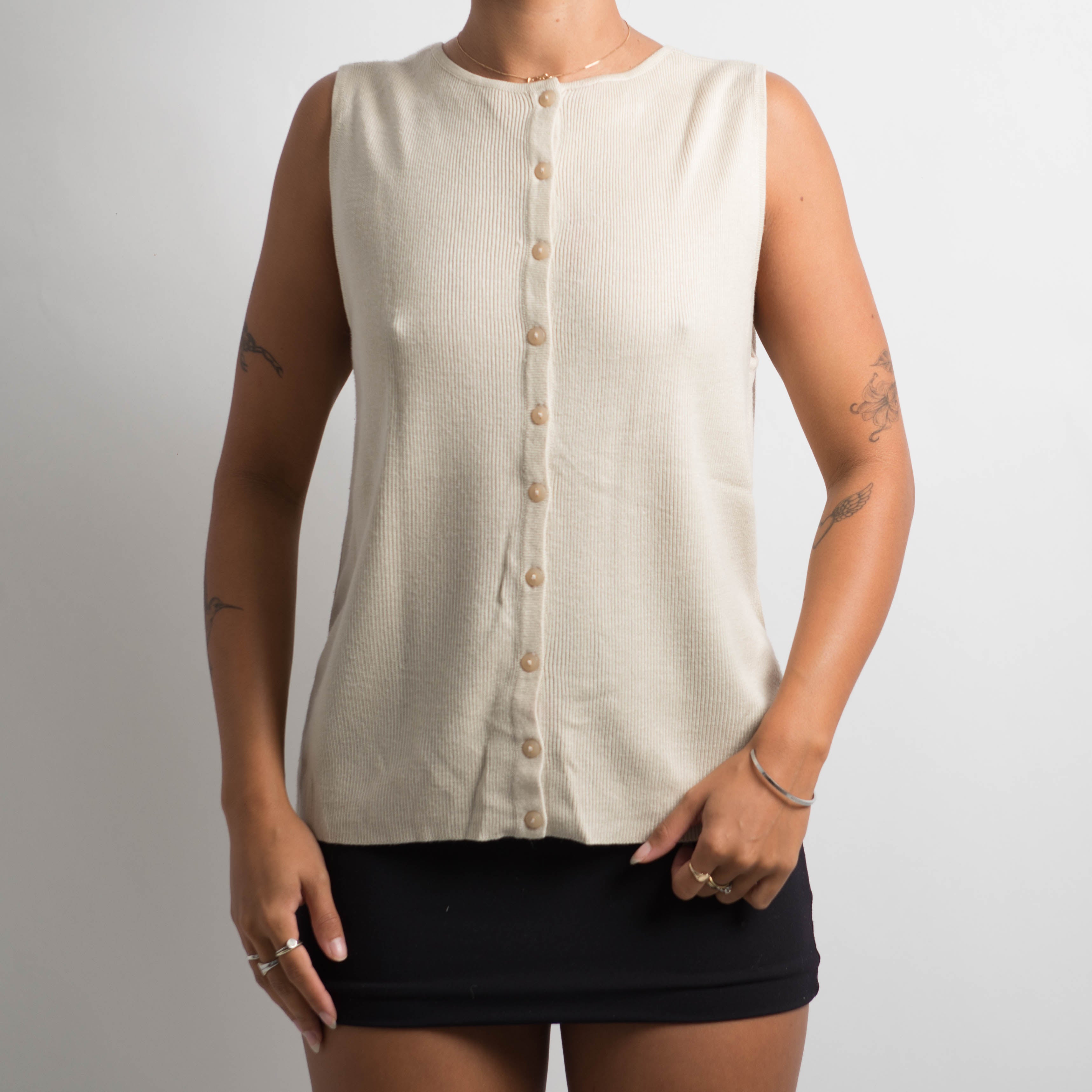 BEIGE REVERSIBLE KNIT TOP