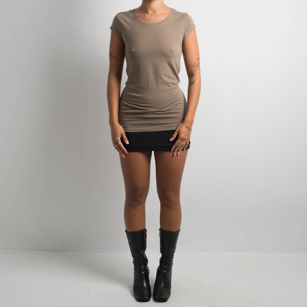 KHAKI CAP SLEEVE TOP