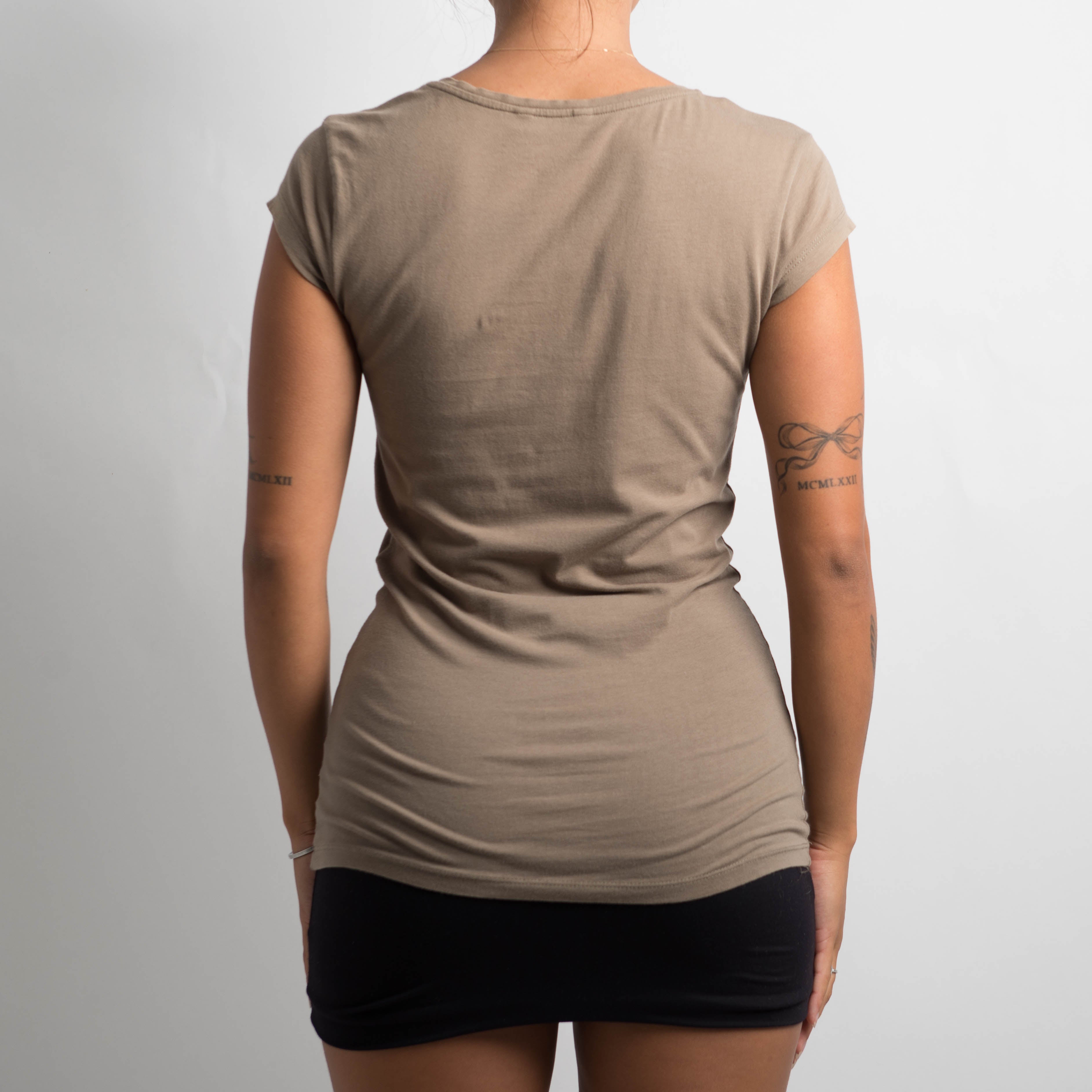 KHAKI CAP SLEEVE TOP