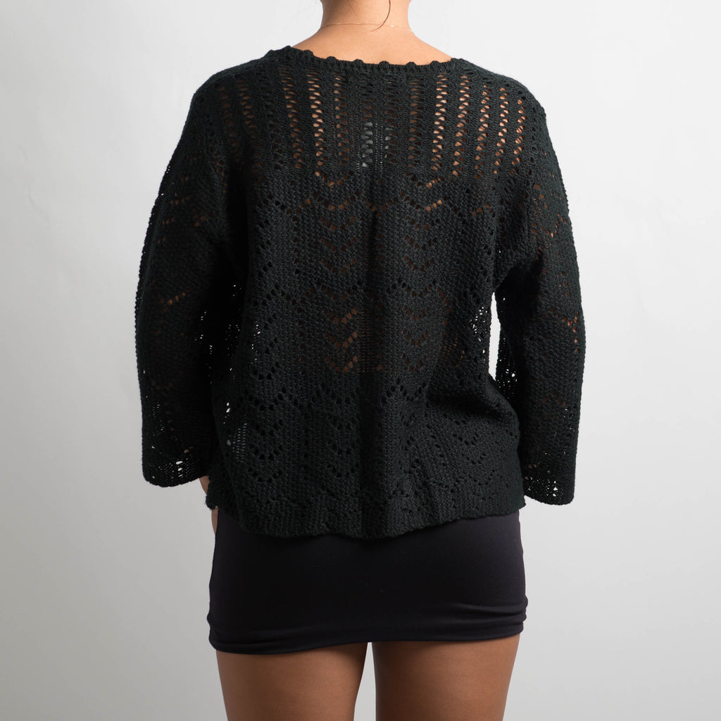 BLACK CROCHET CARDIGAN