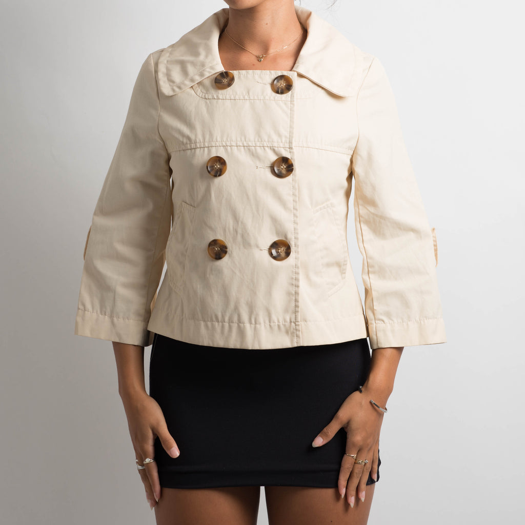 CREAM CROP TRENCH COAT