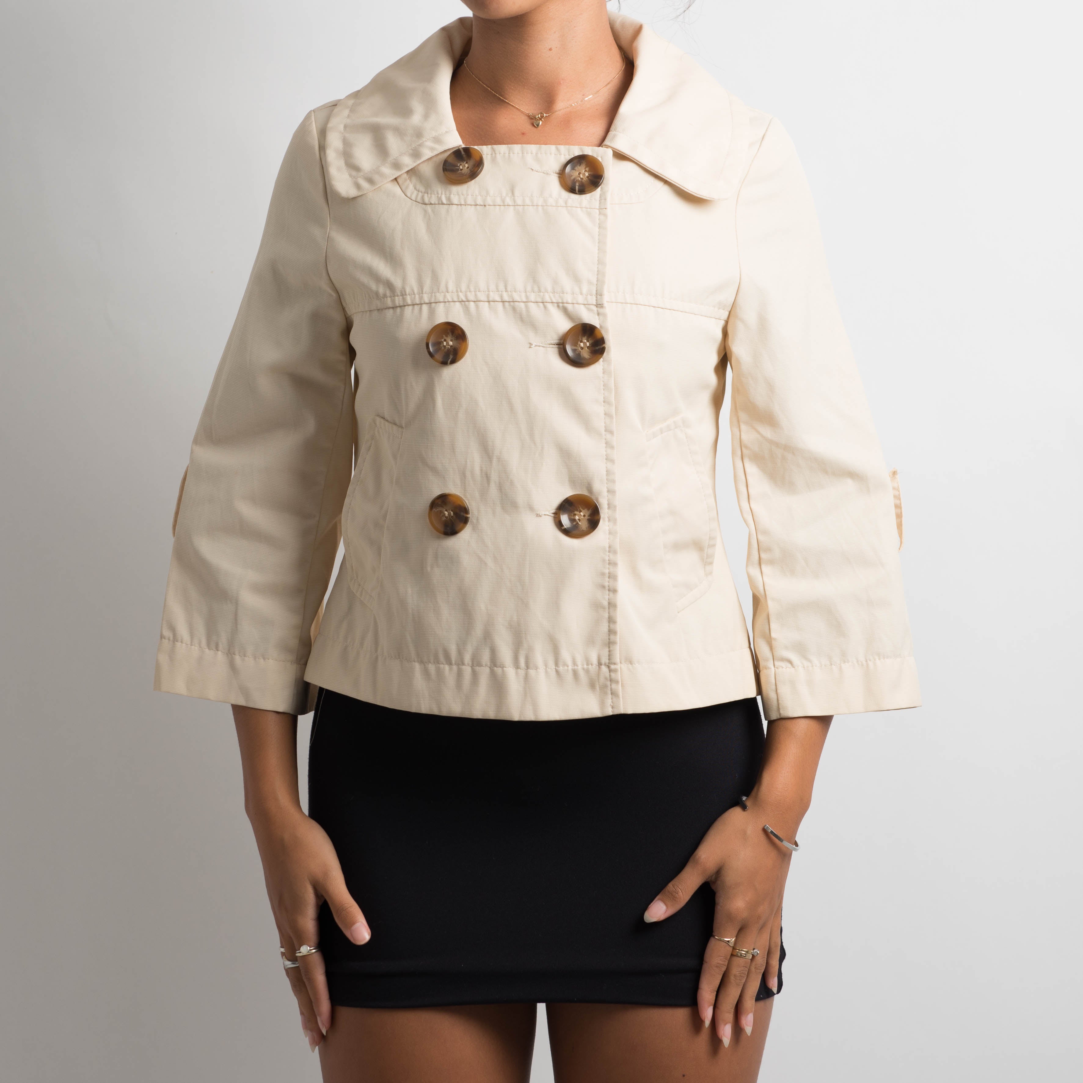 CREAM CROP TRENCH COAT