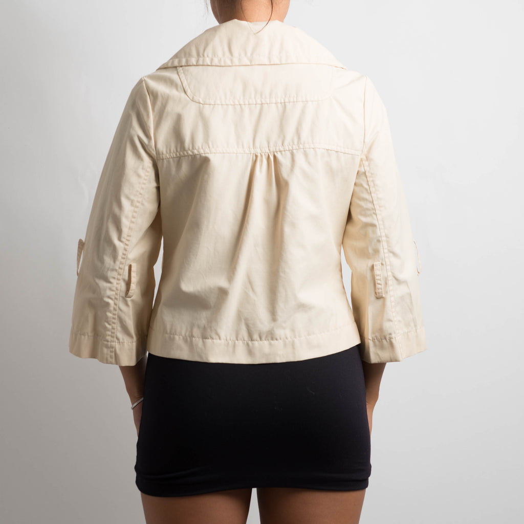 CREAM CROP TRENCH COAT