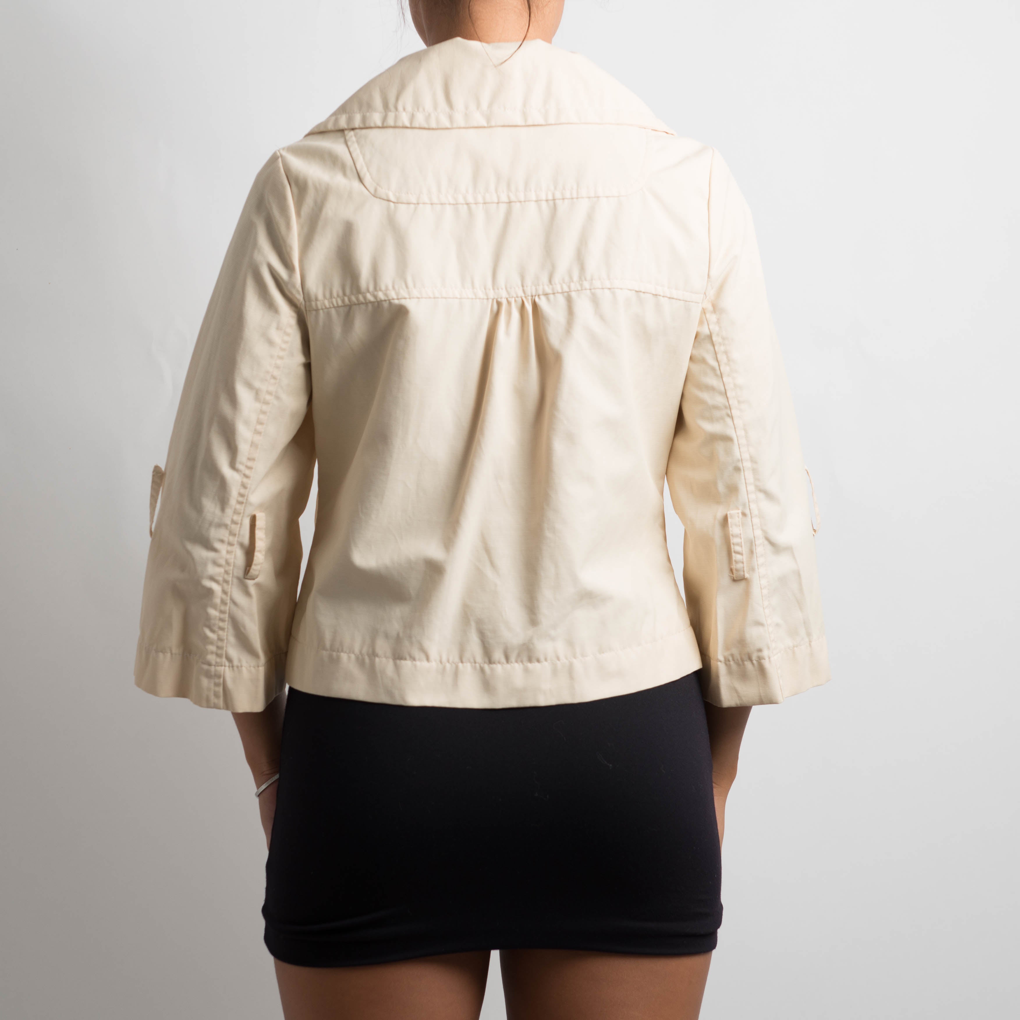 CREAM CROP TRENCH COAT