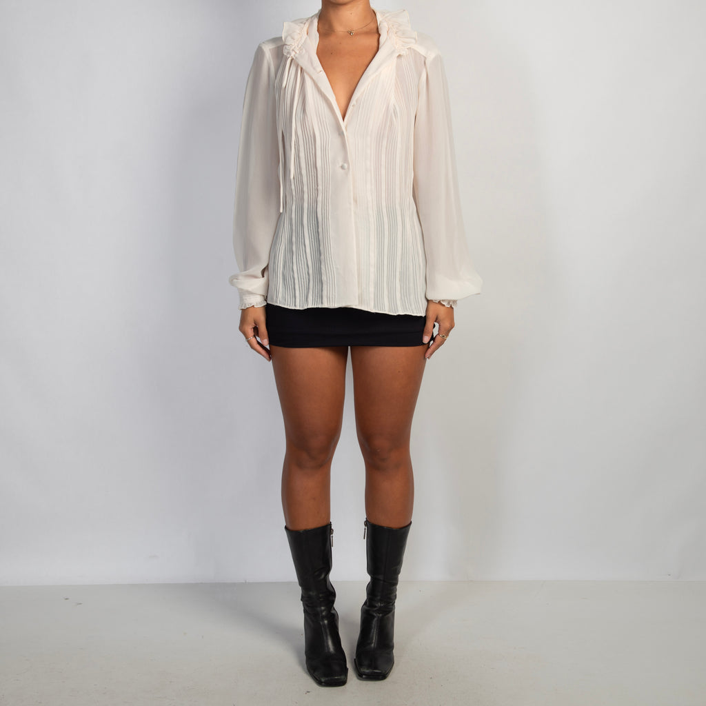 CREAM PINTUCK BLOUSE