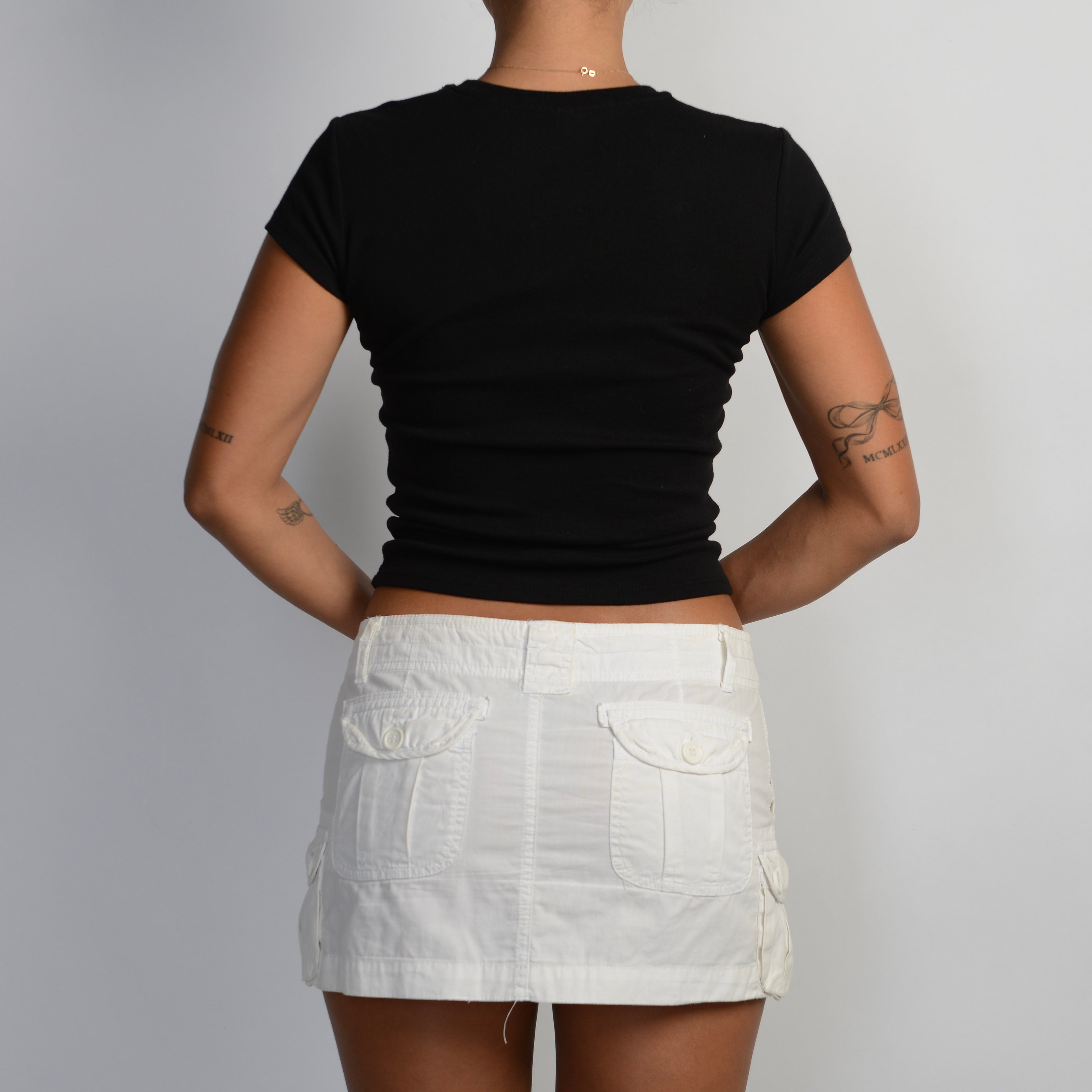 WHITE CARGO MINI SKIRT