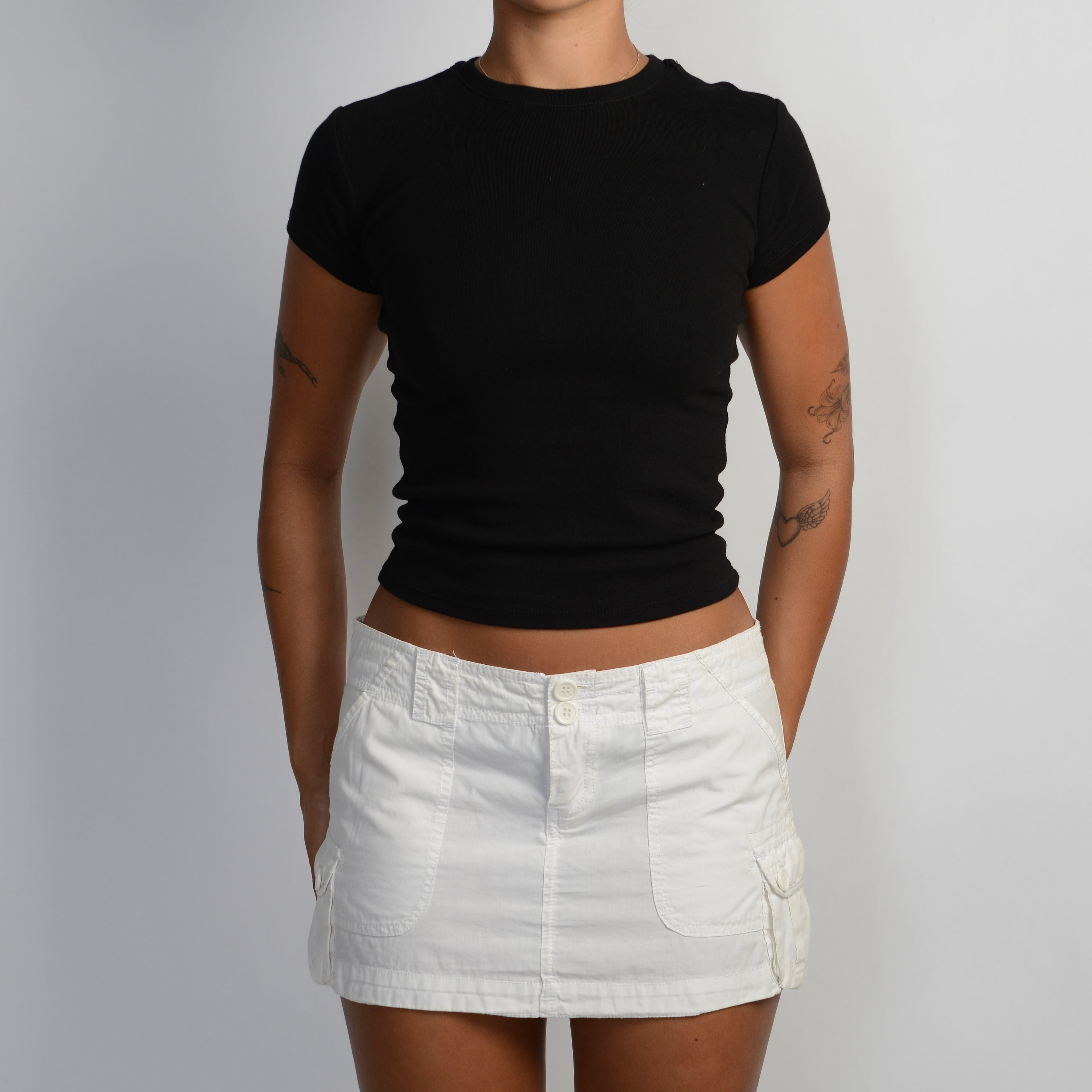 WHITE CARGO MINI SKIRT