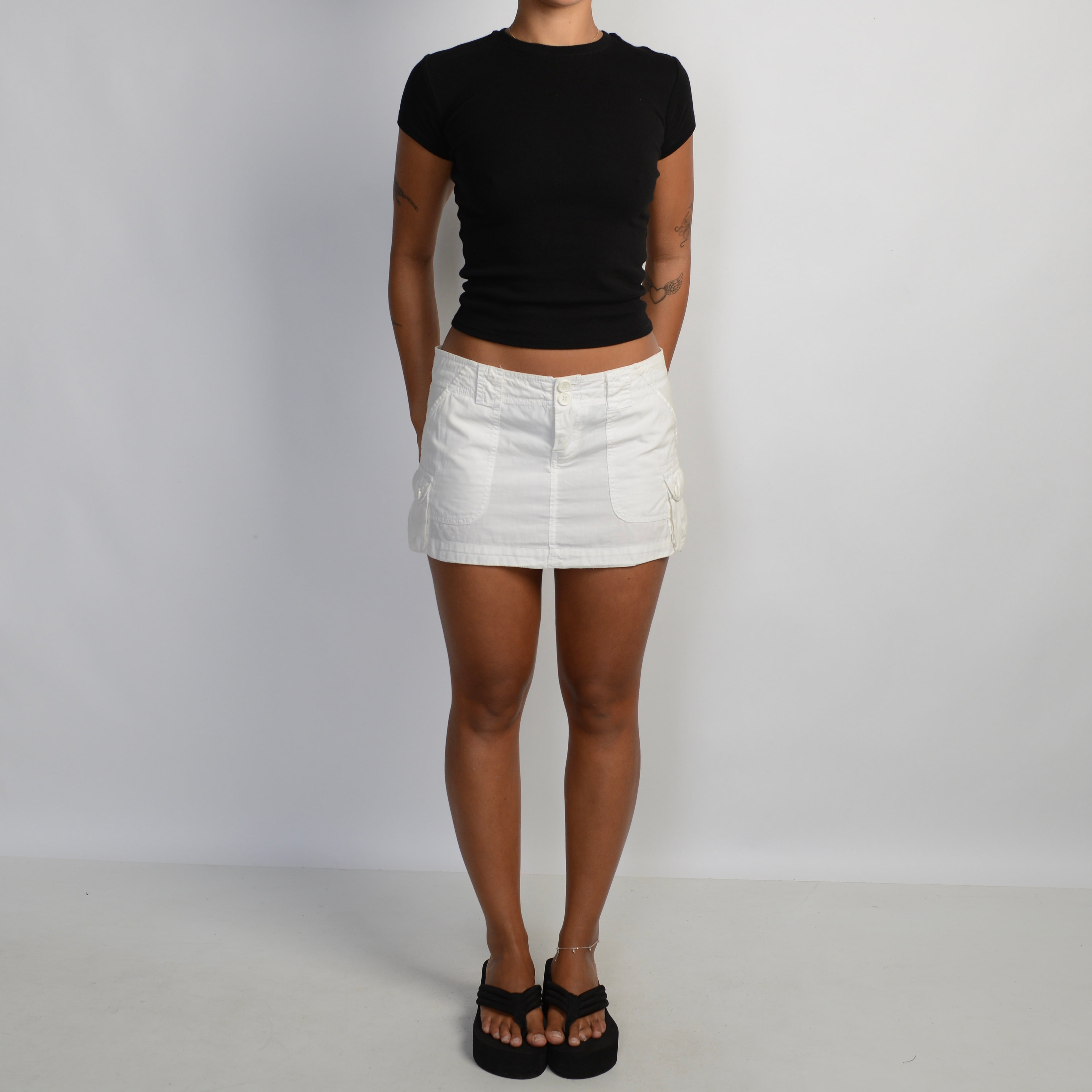 WHITE CARGO MINI SKIRT