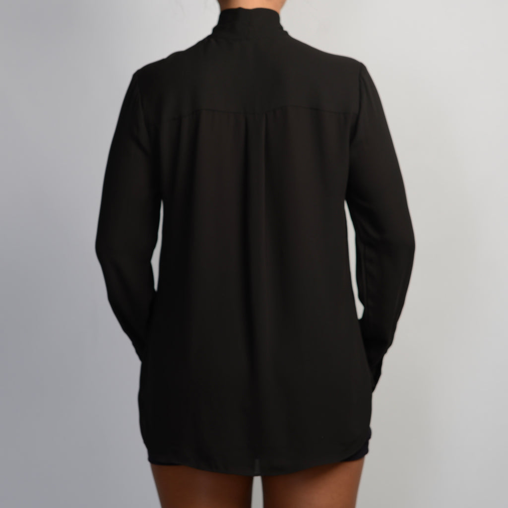 BLACK TIE NECK BLOUSE