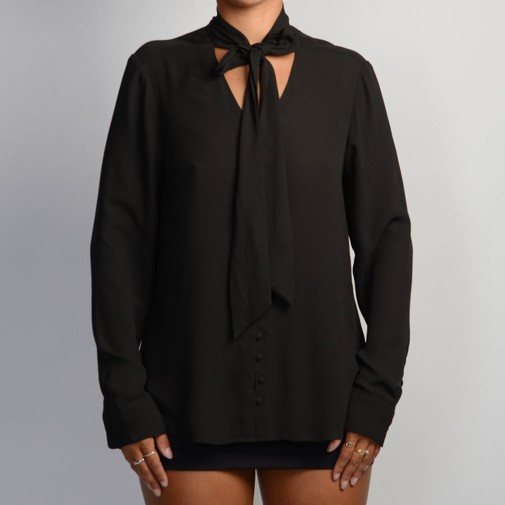 BLACK TIE NECK BLOUSE