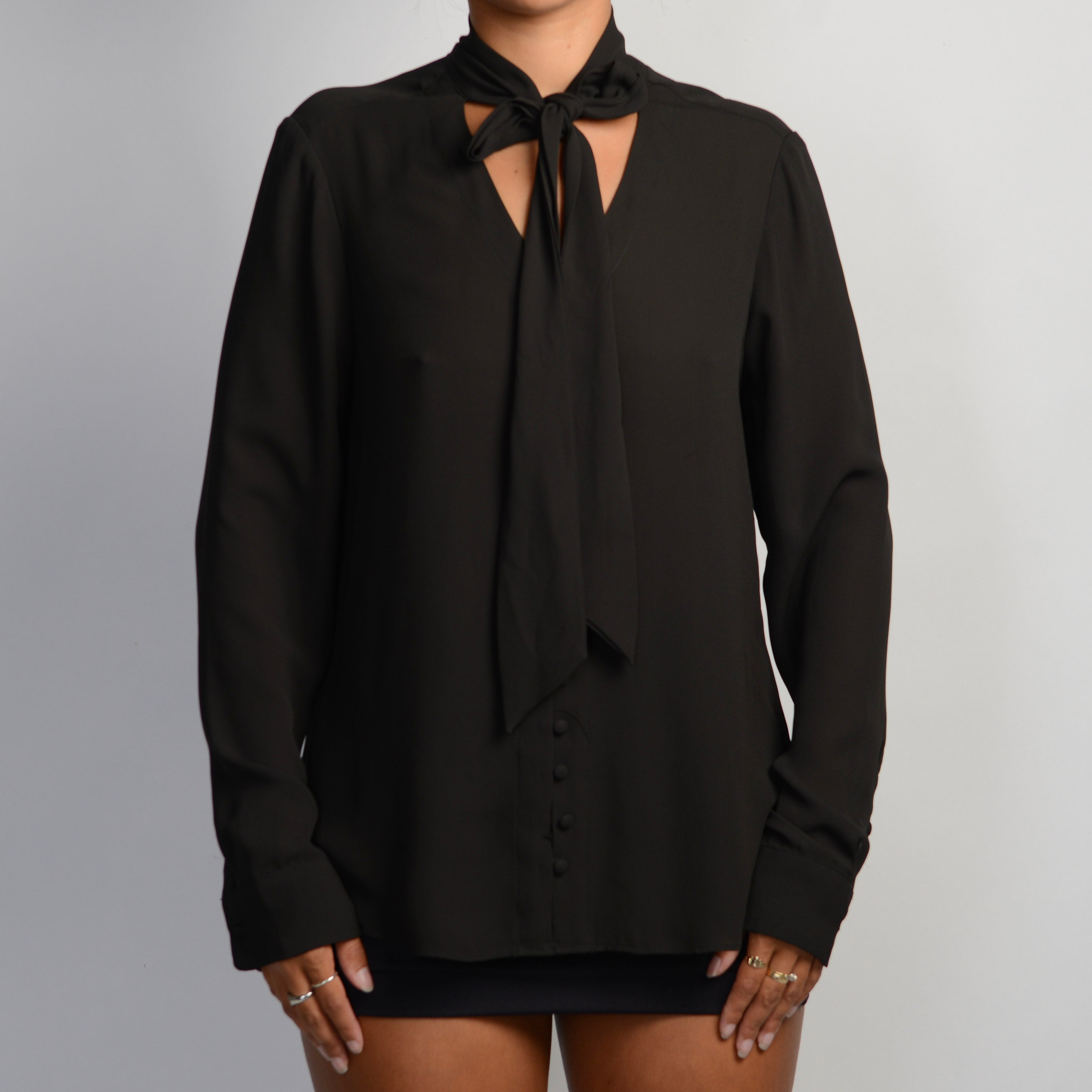 BLACK TIE NECK BLOUSE