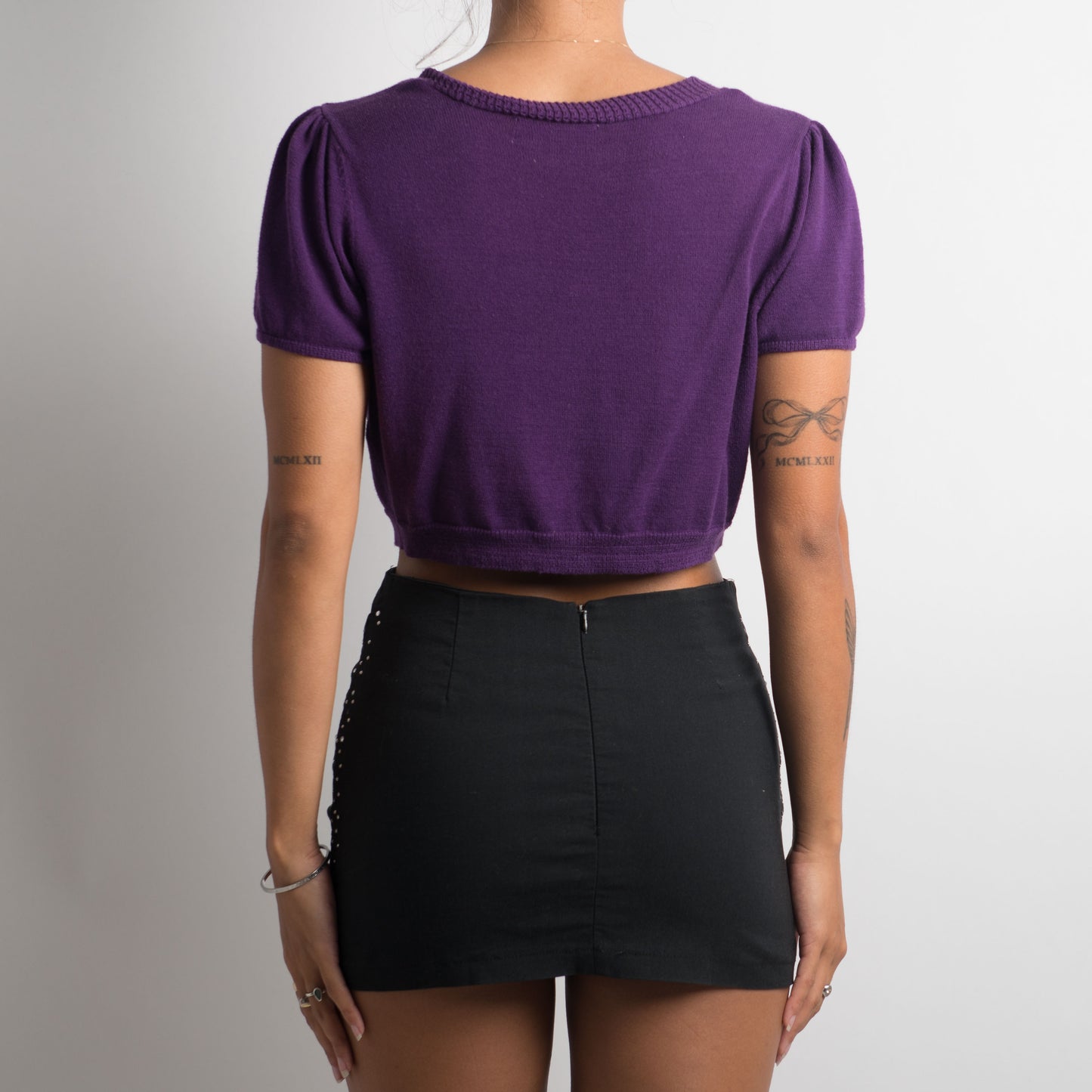 PURPLE SHORT SLEEVE CARDIGAN