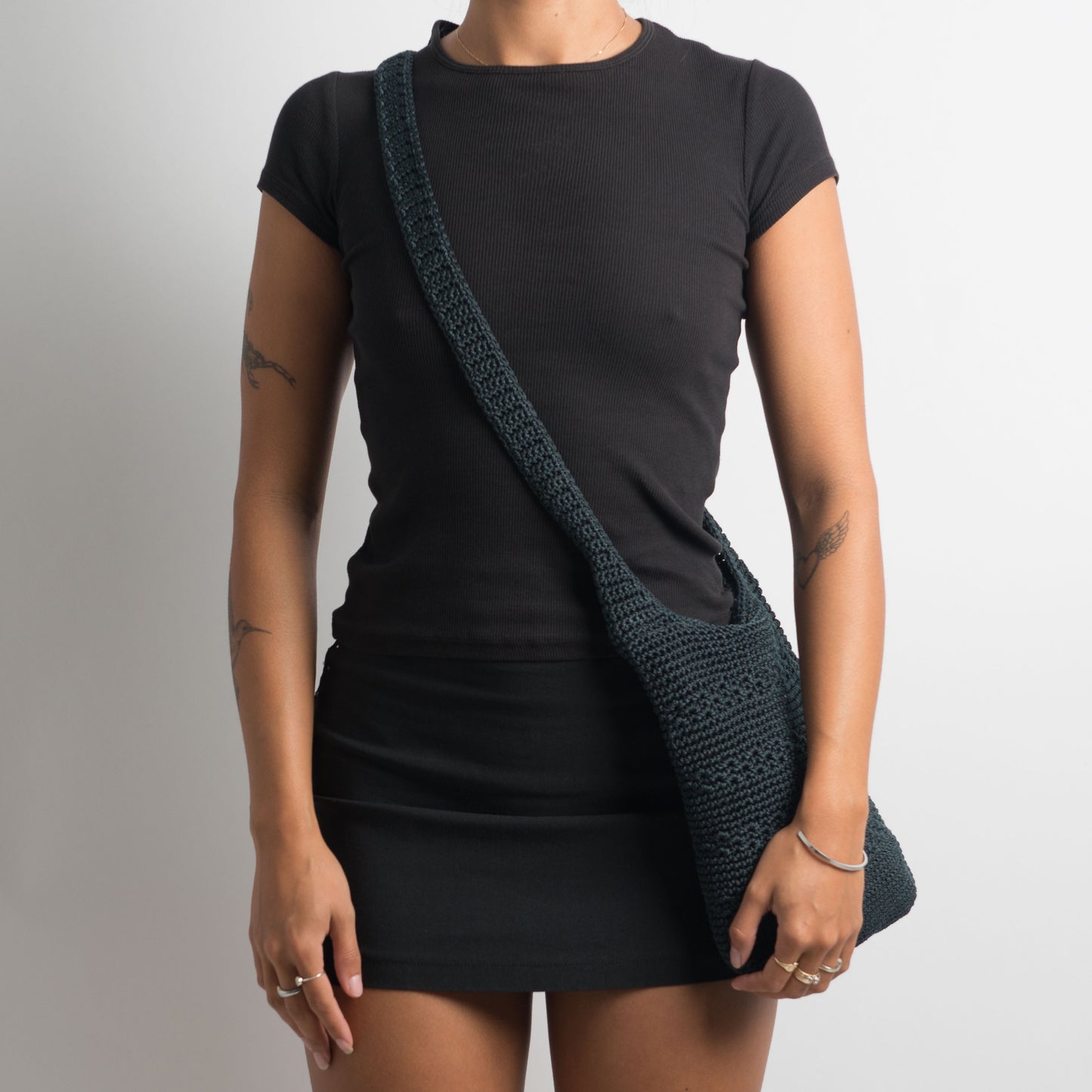 NAVY CROCHET CROSSBODY BAG