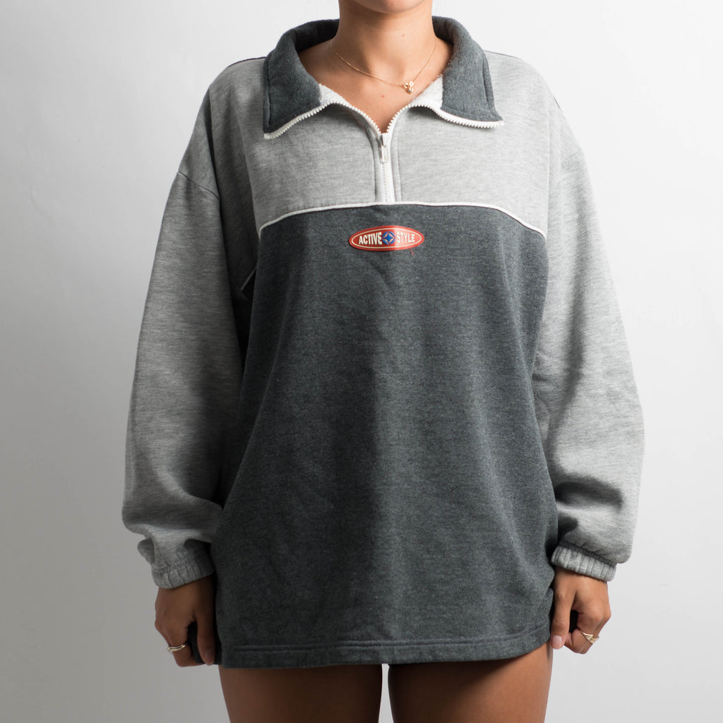 GREY QUARTER ZIP SWEATER