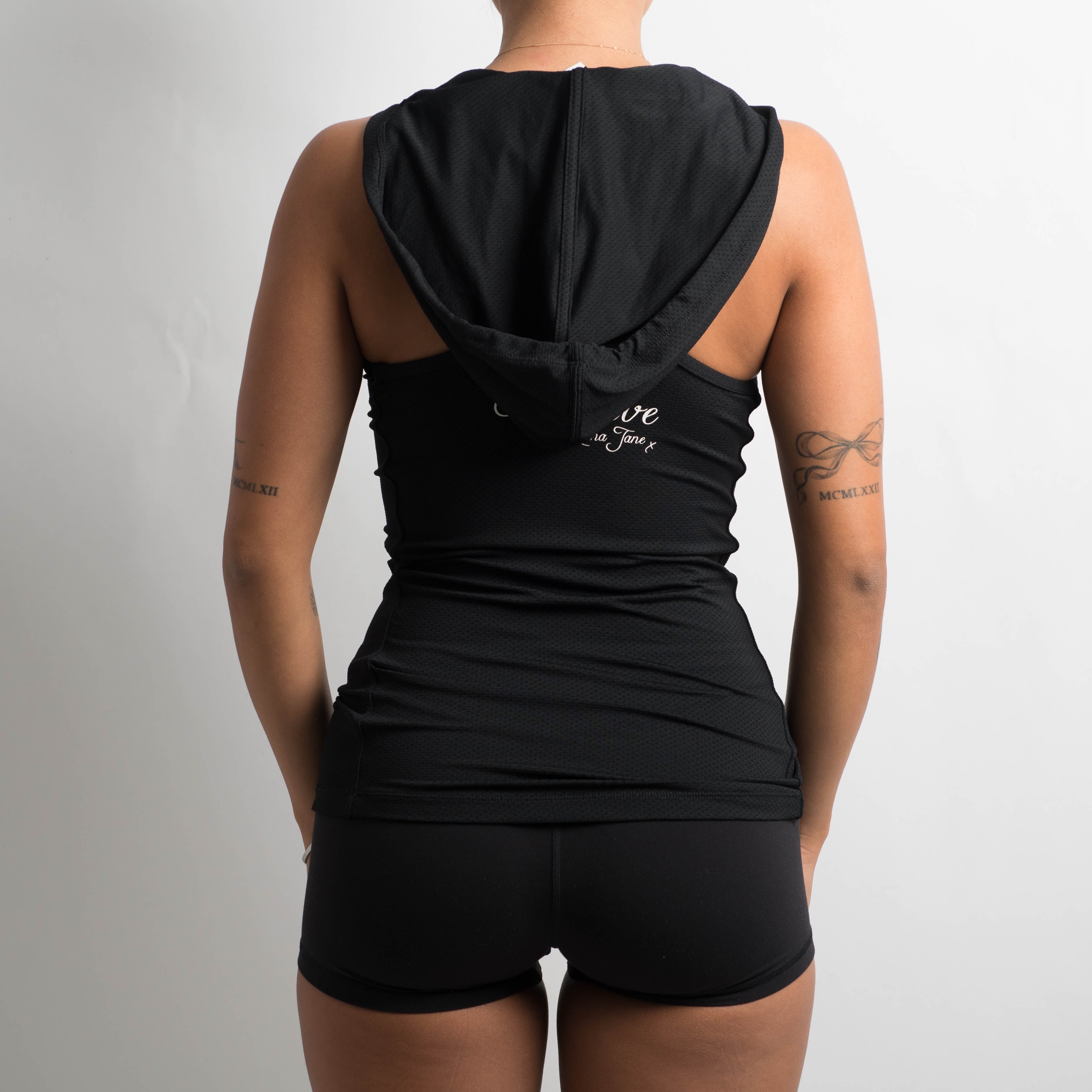 BLACK HOODED TANK TOP
