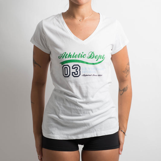 WHITE V NECK TEE