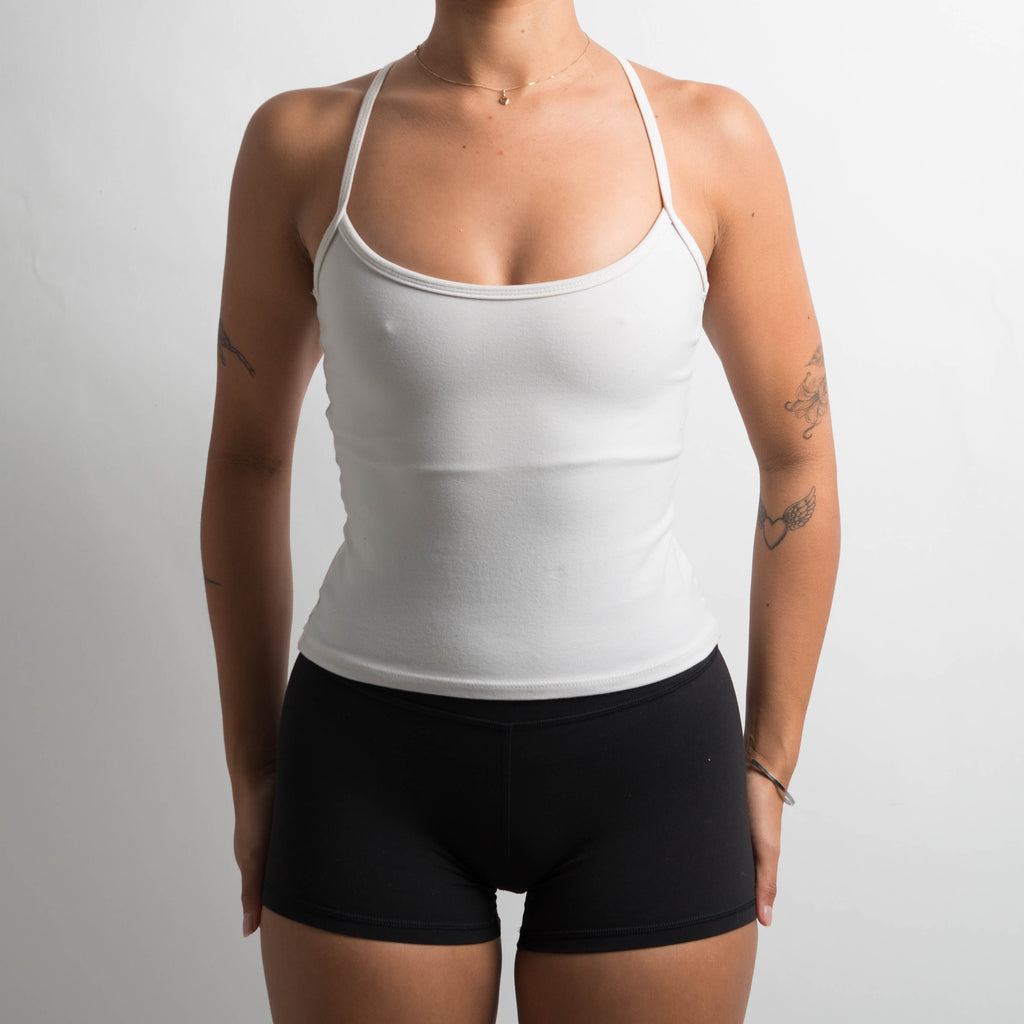 WHITE RACERBACK TANK TOP