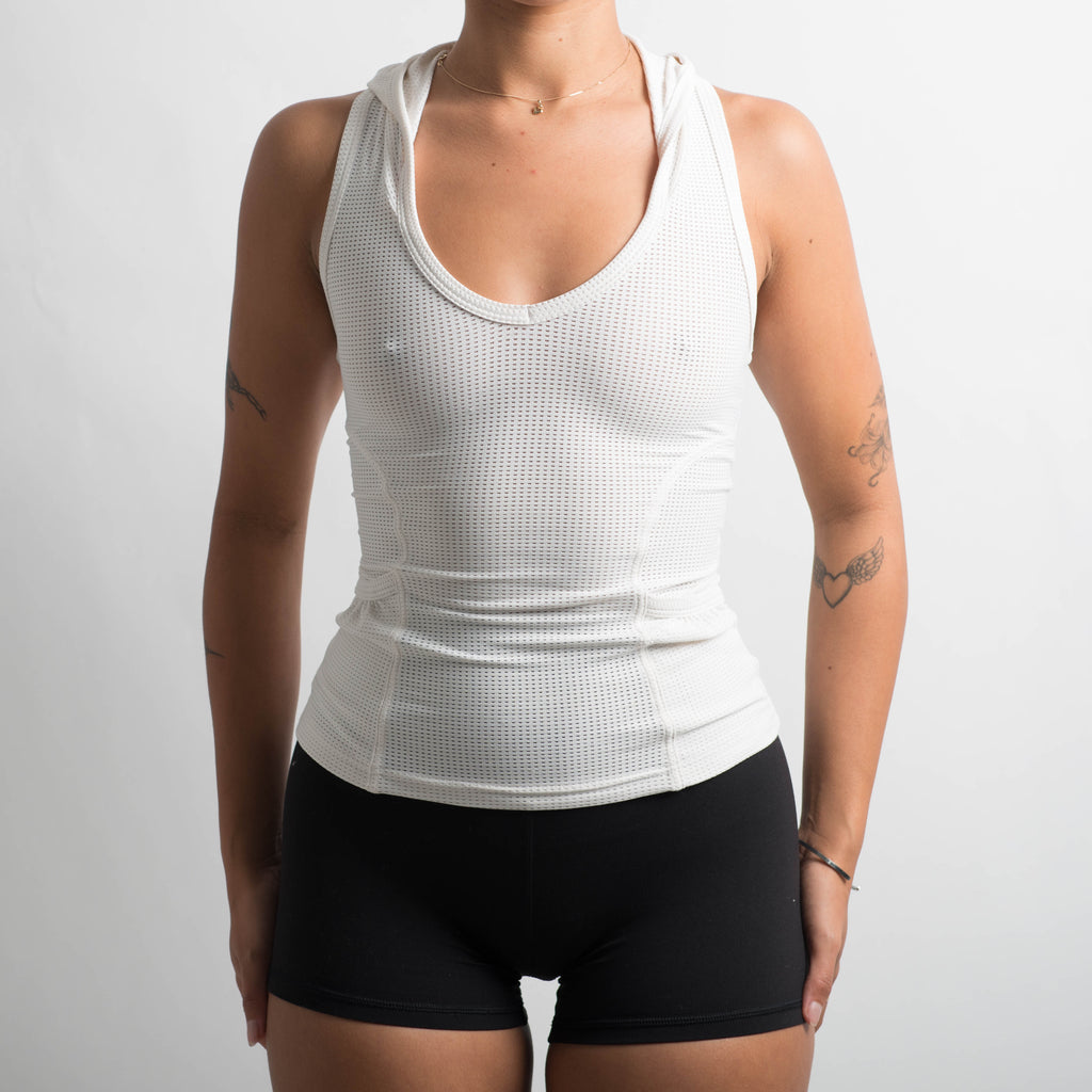 WHITE HOODED TANK TOP