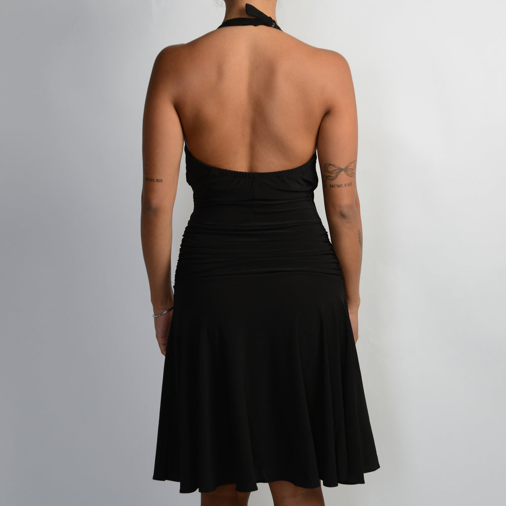 BLACK HALTER DRESS