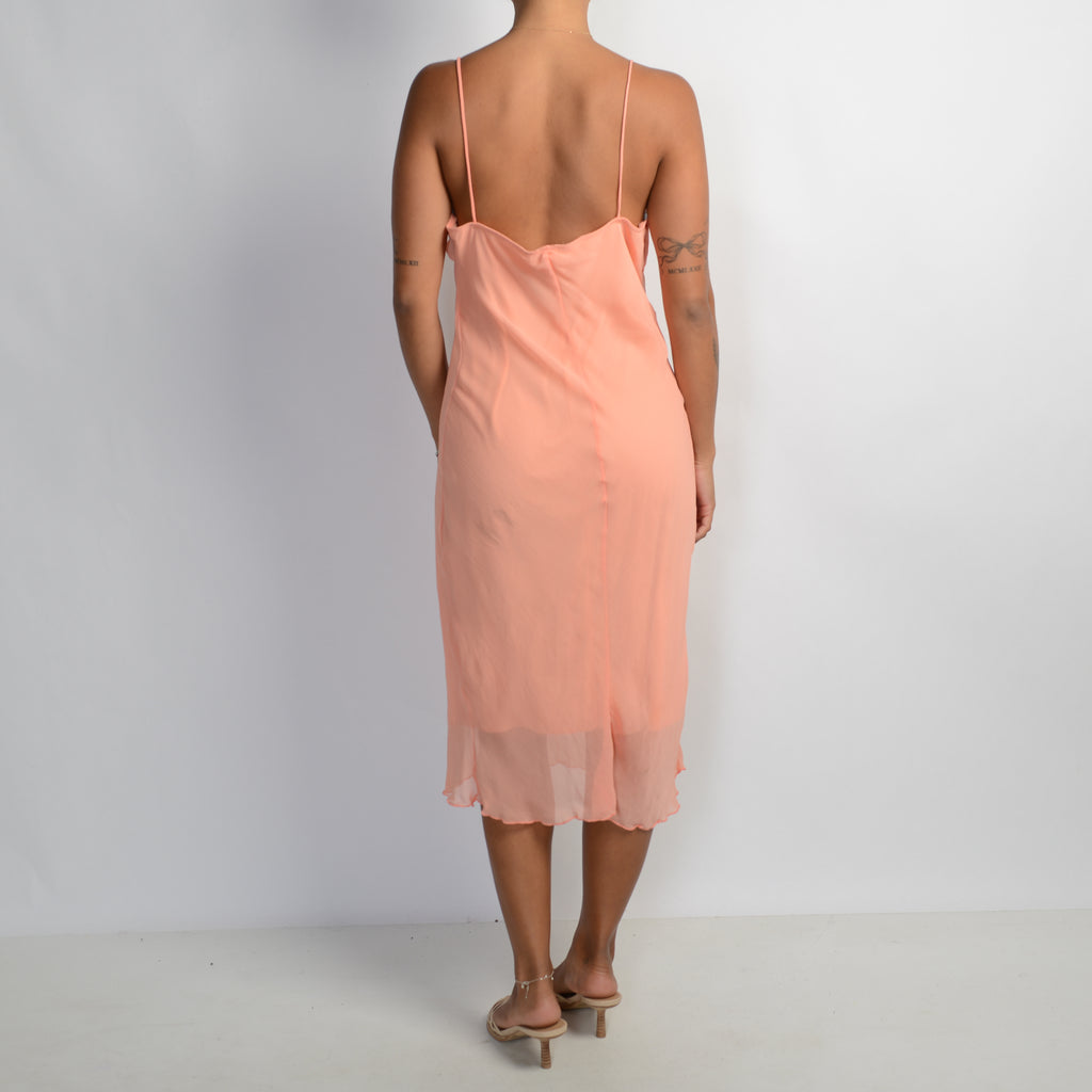 APRICOT SLIP MIDI DRESS