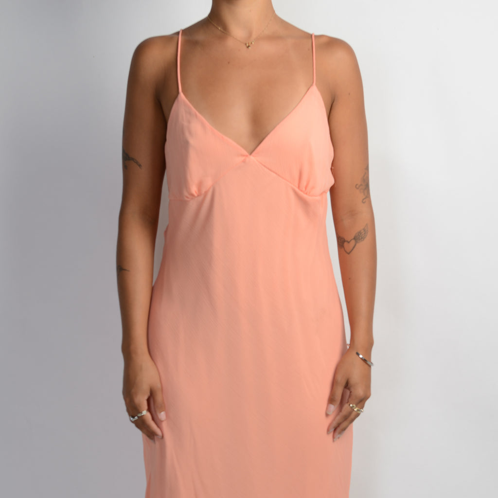 APRICOT SLIP MIDI DRESS