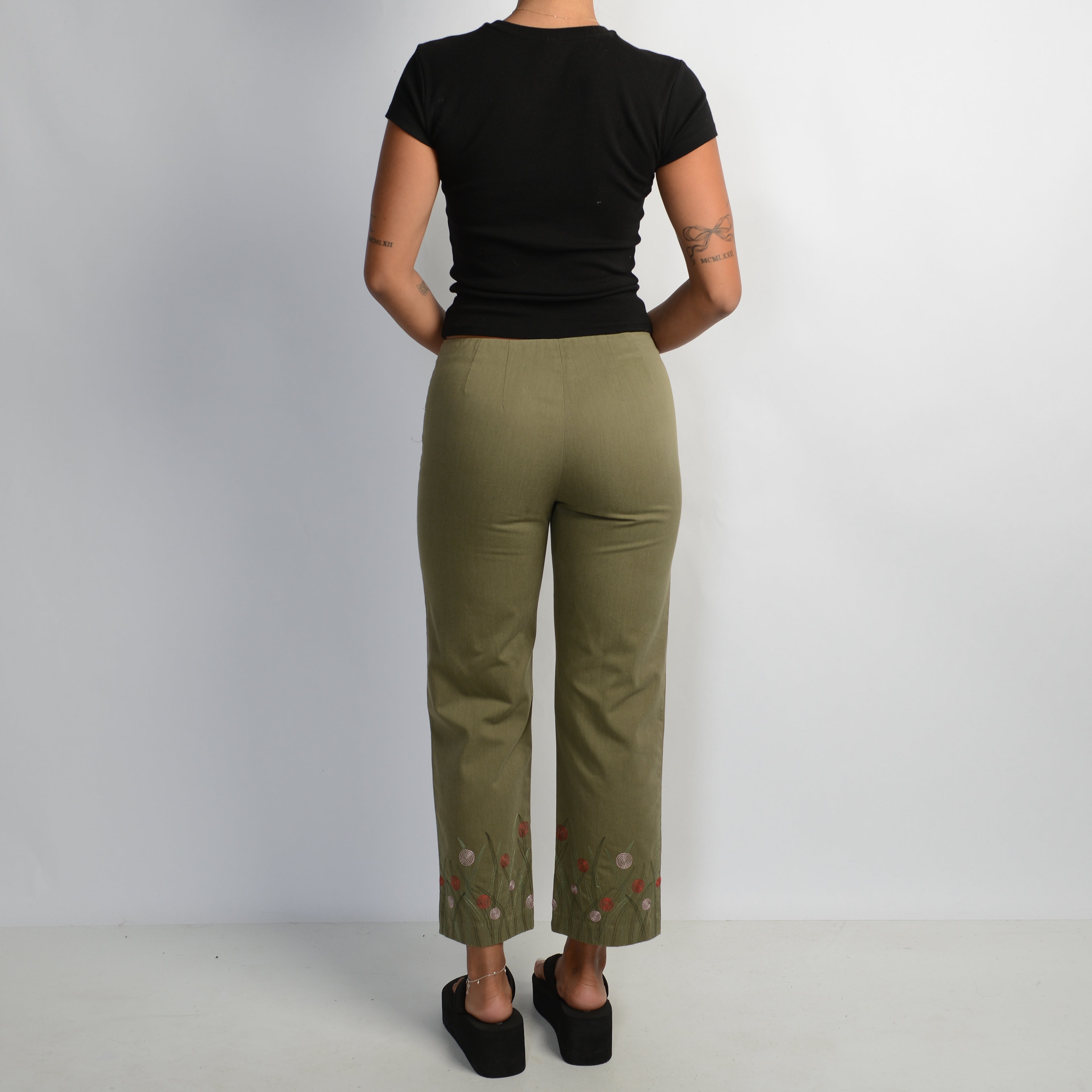 KHAKI CROP TROUSERS