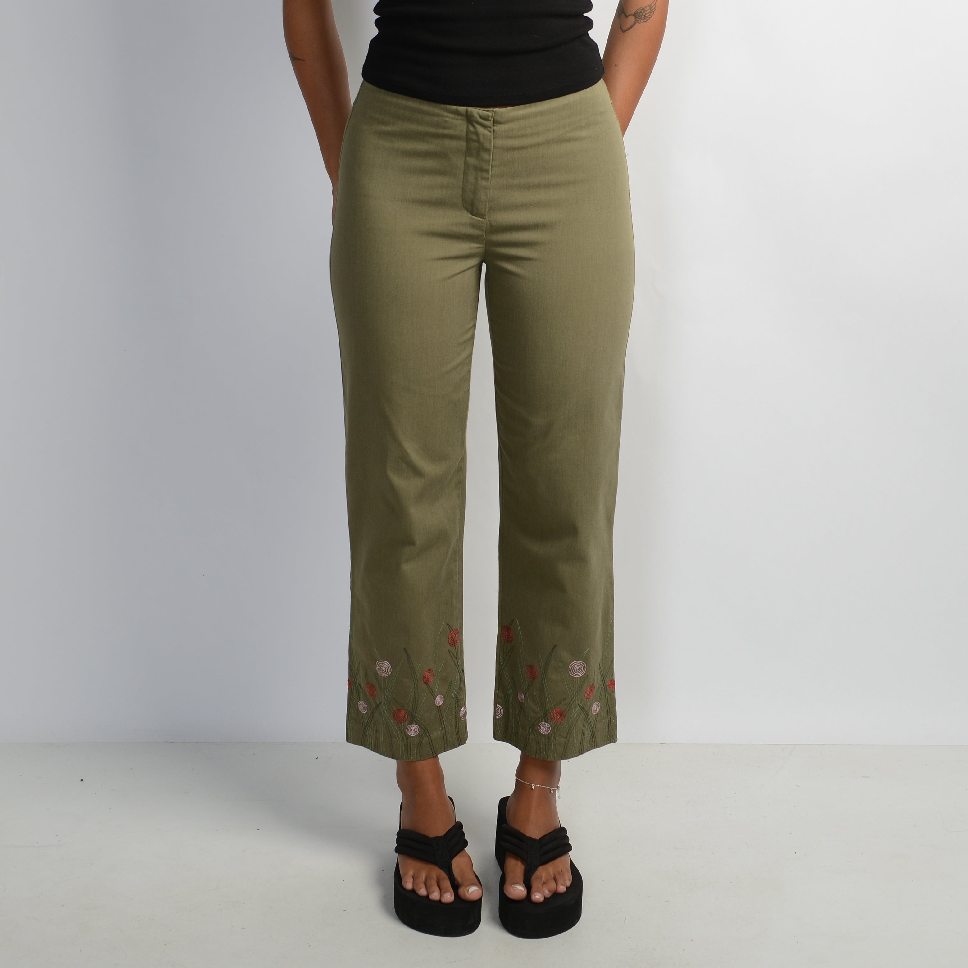 KHAKI CROP TROUSERS