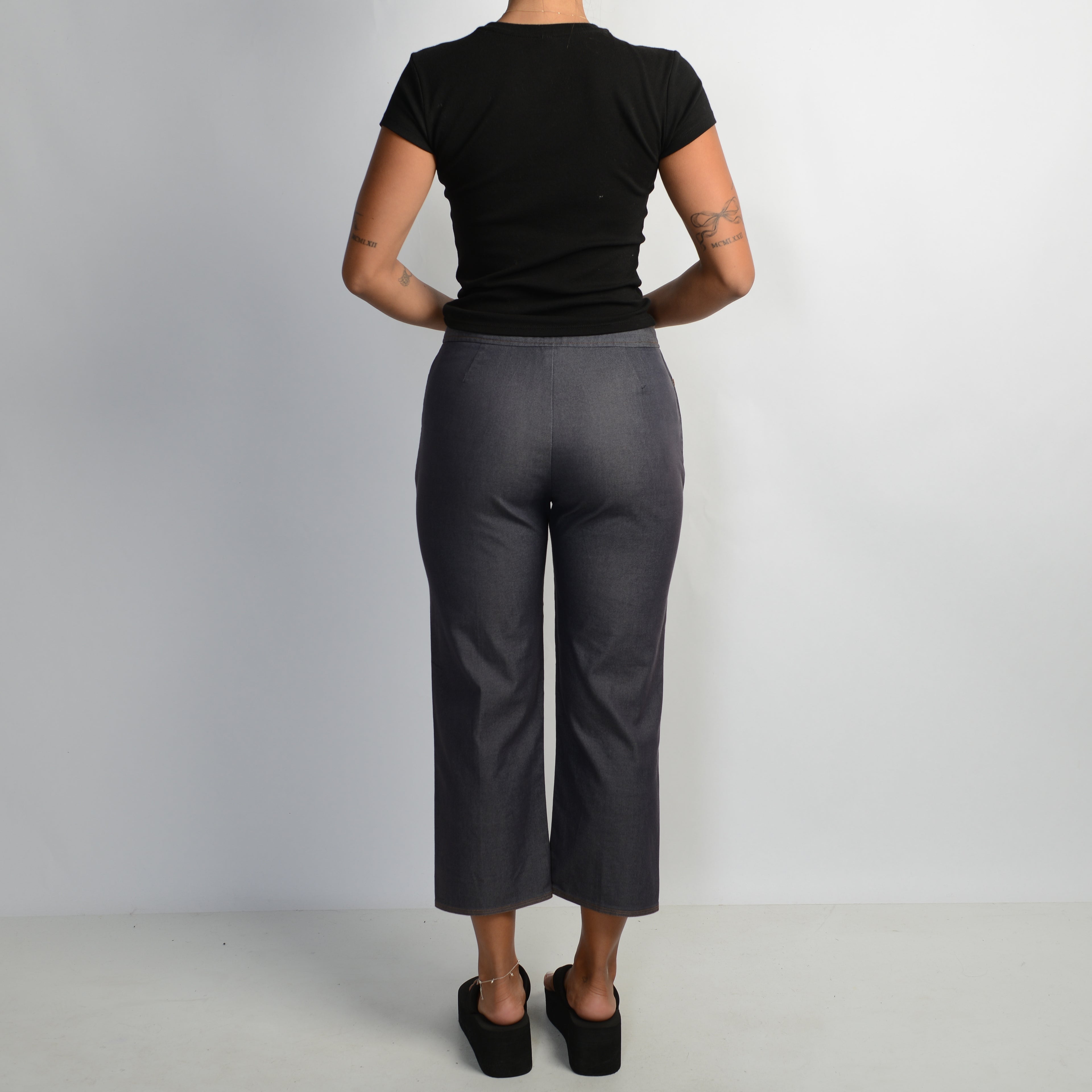 FAUX DENIM CROP PANTS