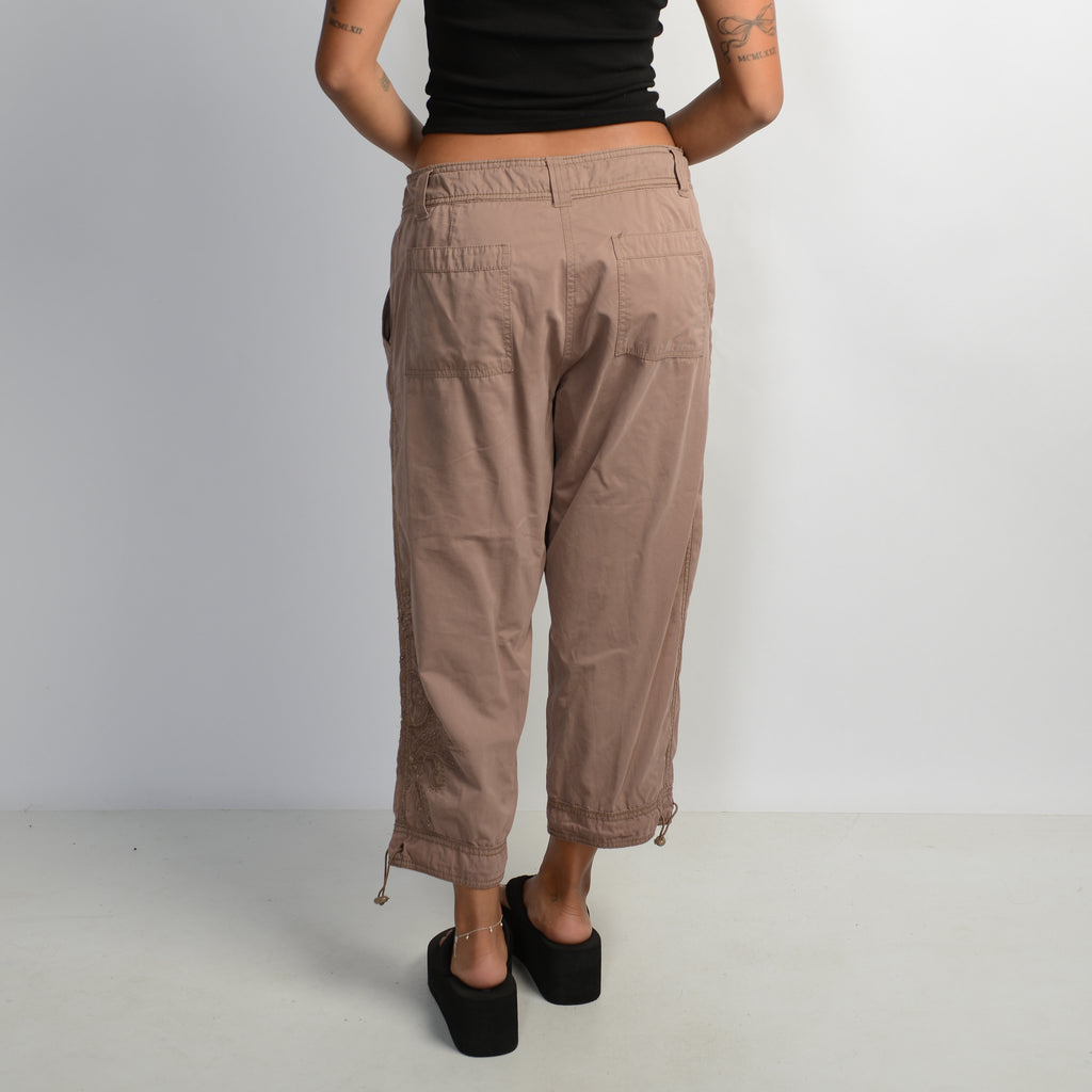 BROWN CROP UTILITY PANTS