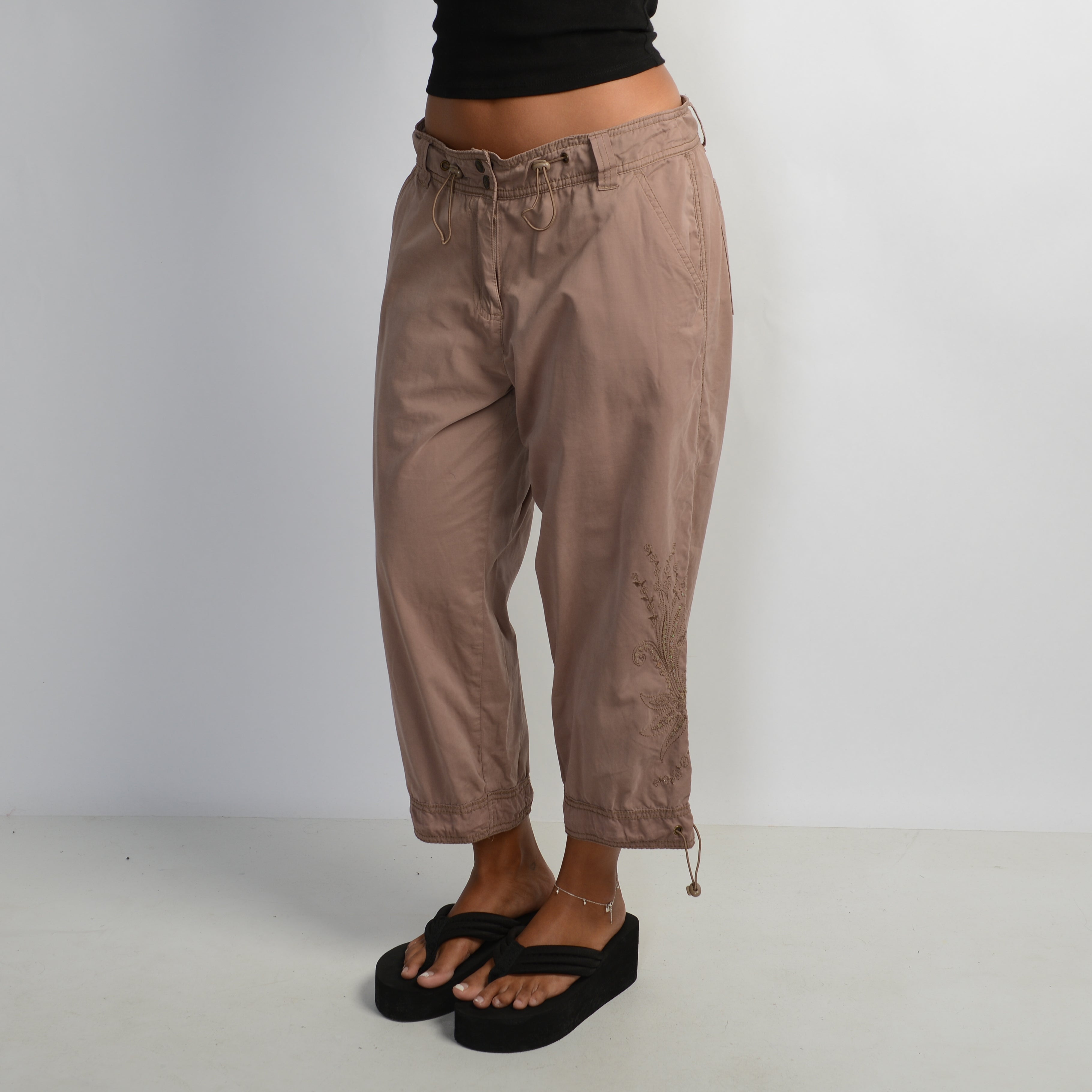 BROWN CROP UTILITY PANTS