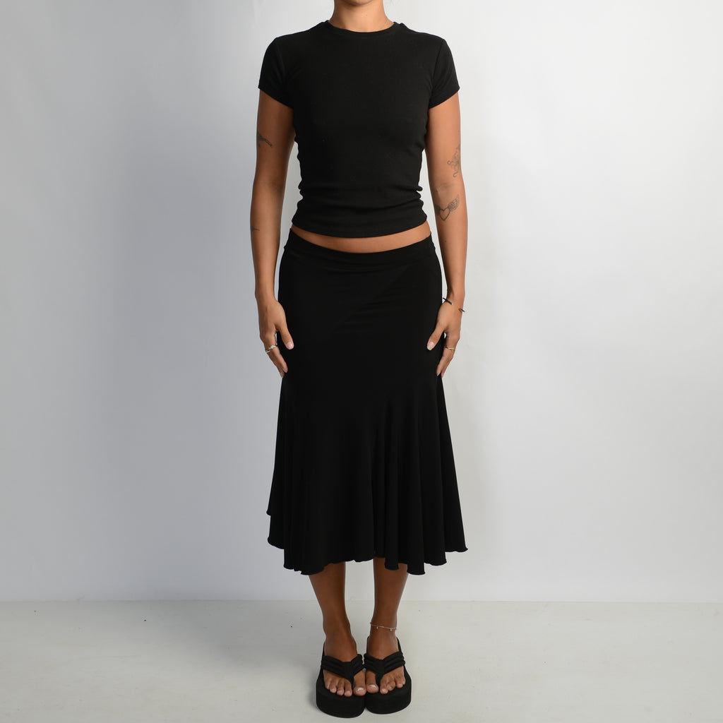 SLINKY BLACK MIDI SKIRT